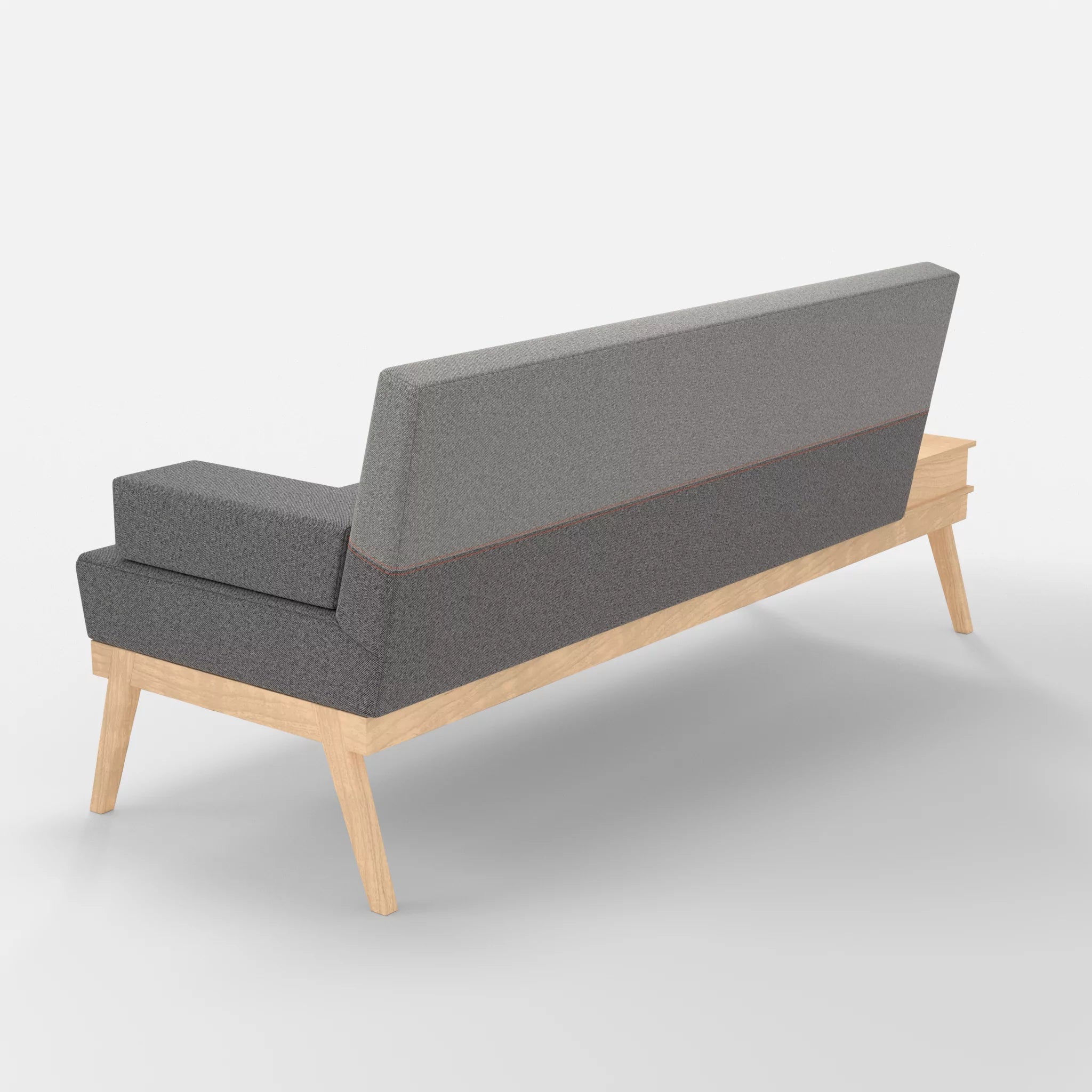 3er Sitzsofa Bauz mit Ablage links celia0218-celia0208 in Dunkelgrau und Mittelgrau von hinten