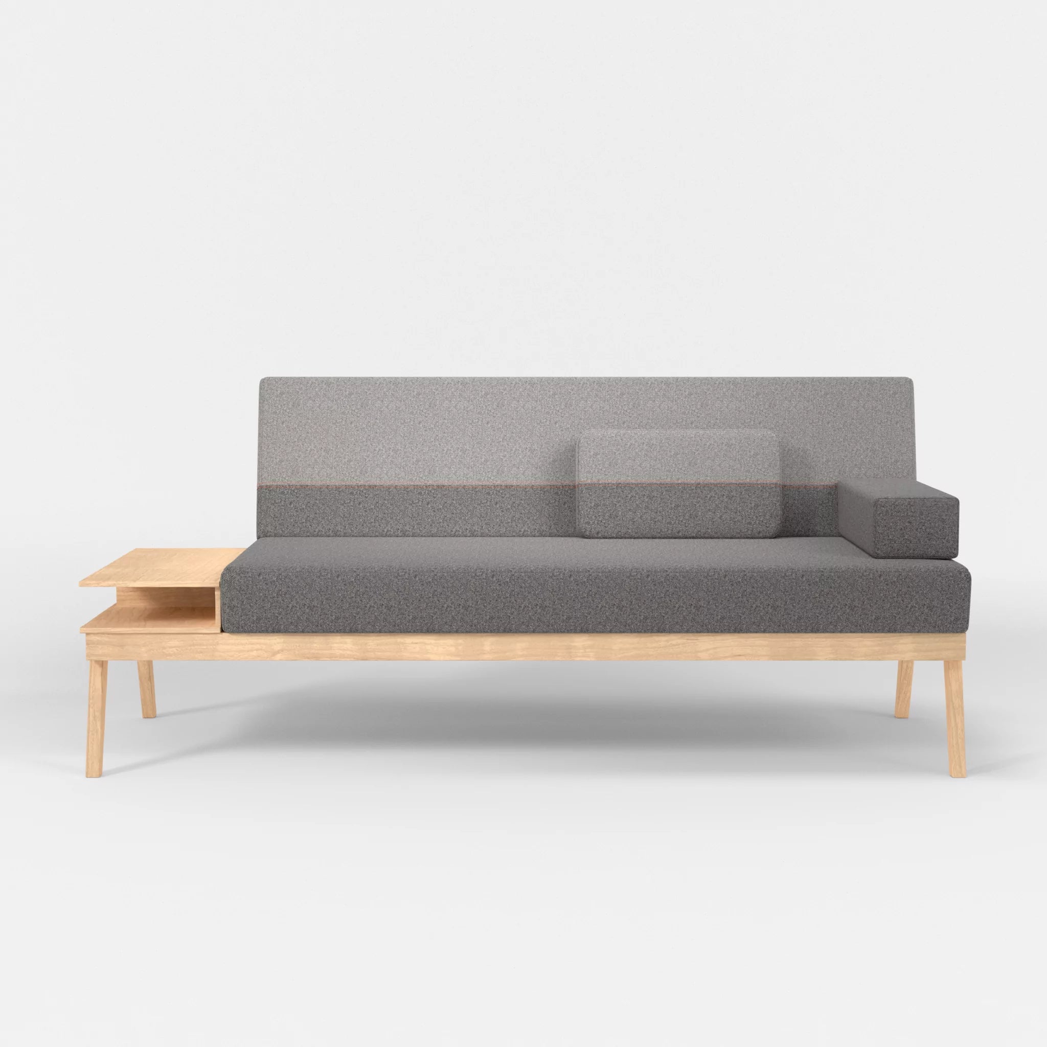 3er Sitzsofa Bauz mit Ablage links celia0218-celia0208 in Dunkelgrau und Mittelgrau von vorne
