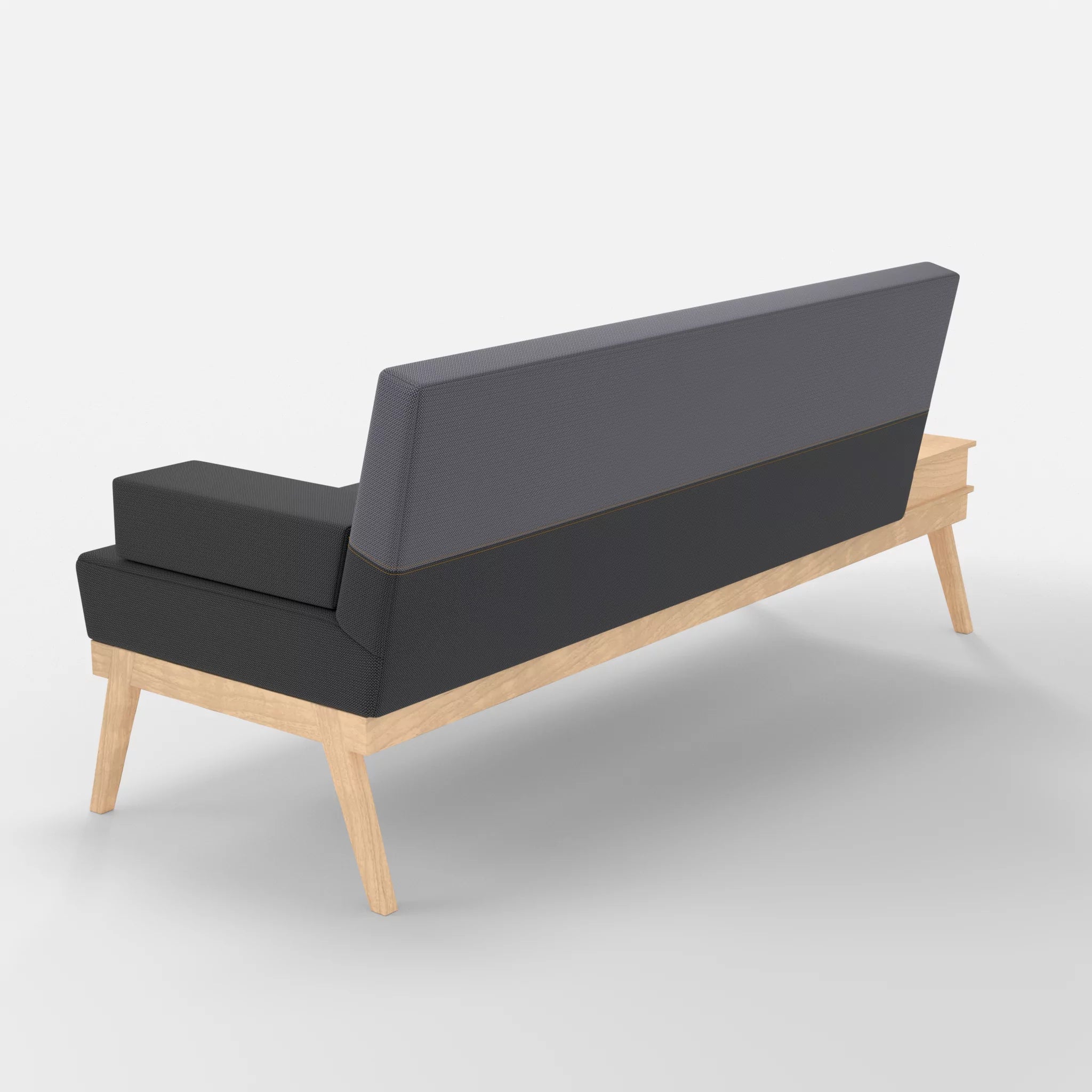 3er Sitzsofa Bauz mit Ablage links credoasphalt-credocarbon in Anthrazit und Dunkelgrau von hinten