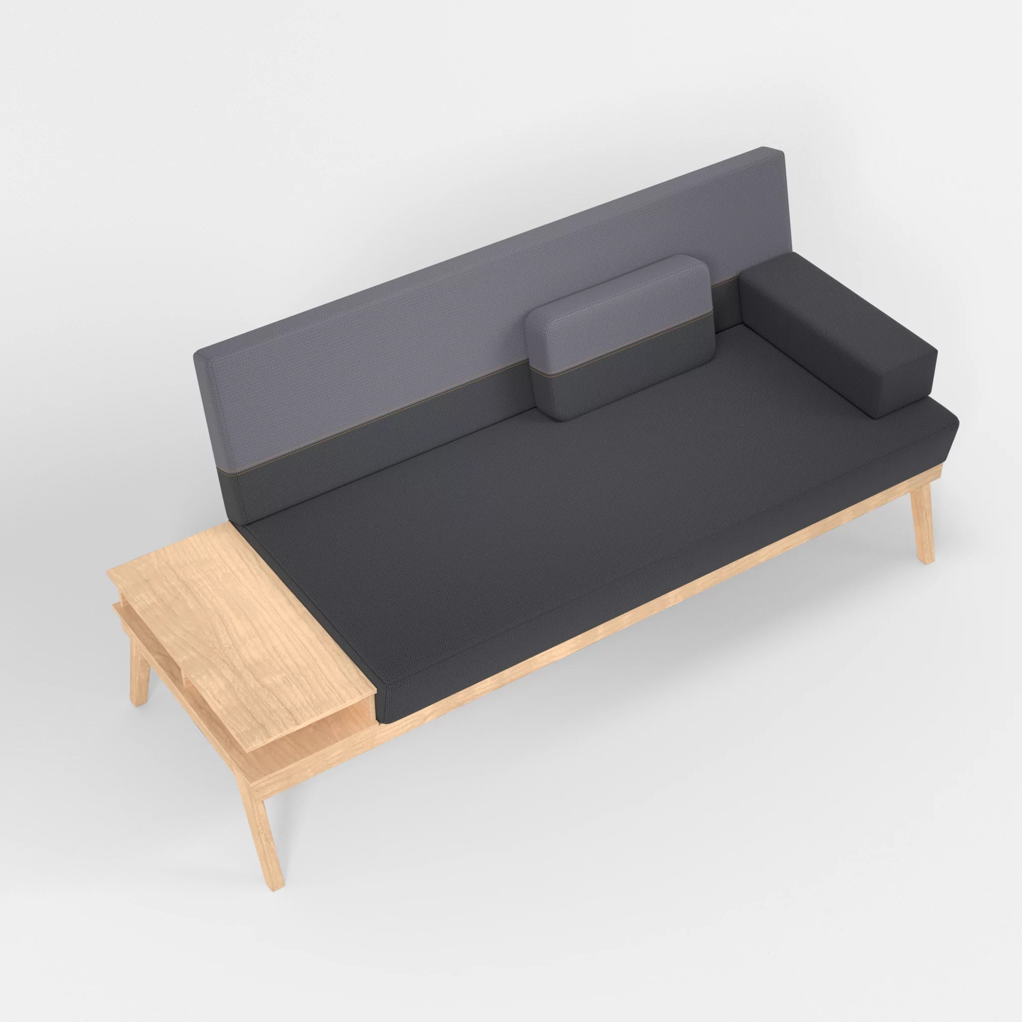 3er Sitzsofa Bauz mit Ablage links credoasphalt-credocarbon in Anthrazit und Dunkelgrau von oben