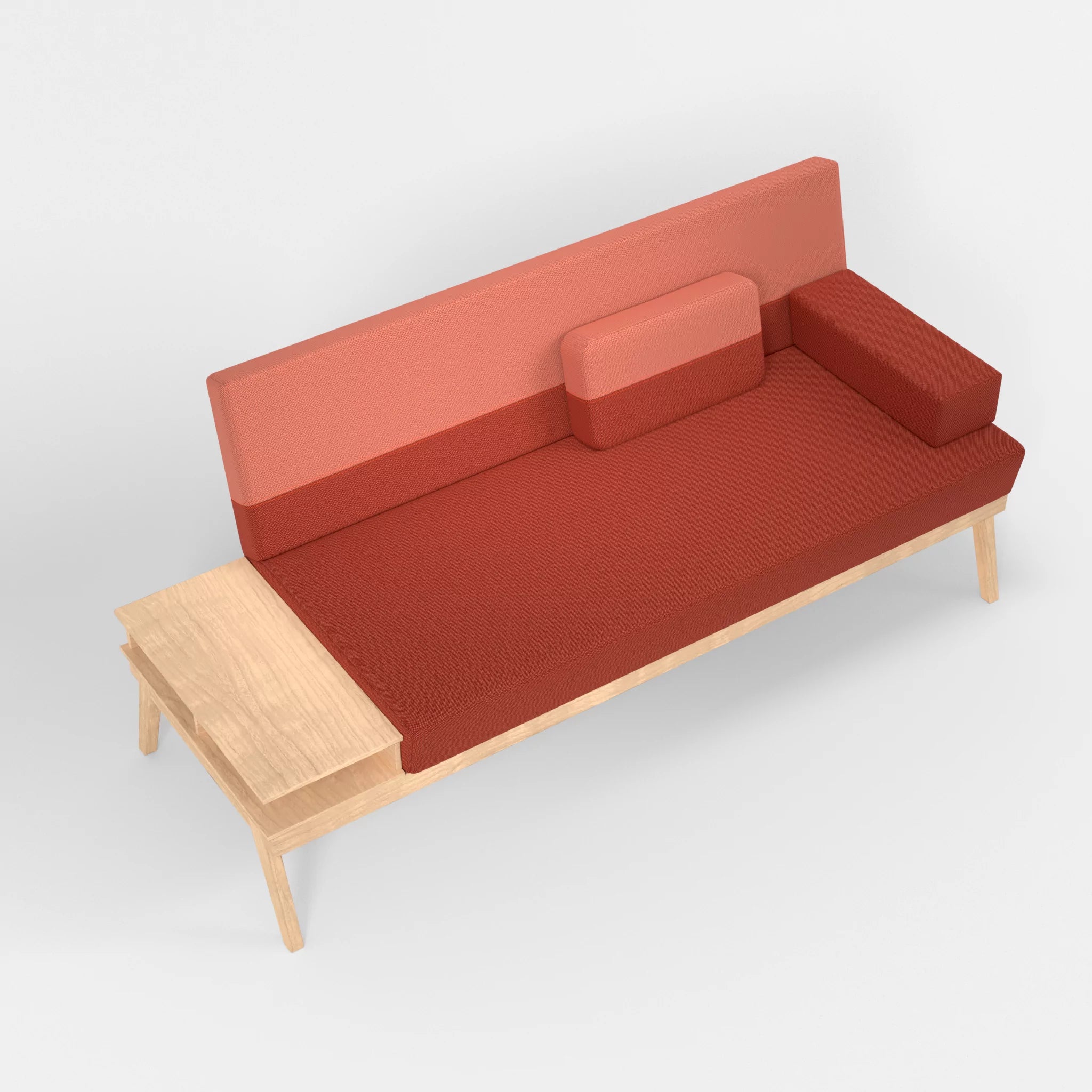 3er Sitzsofa Bauz mit Ablage links credolampion-credograpefruit in Rot und Coral von oben