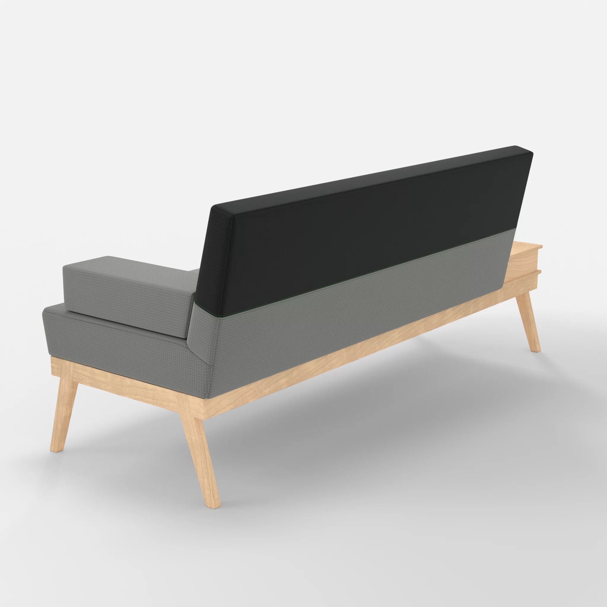 3er Sitzsofa Bauz mit Ablage links credopepper-credoblack in Dunkelgrau und Schwarz von hinten