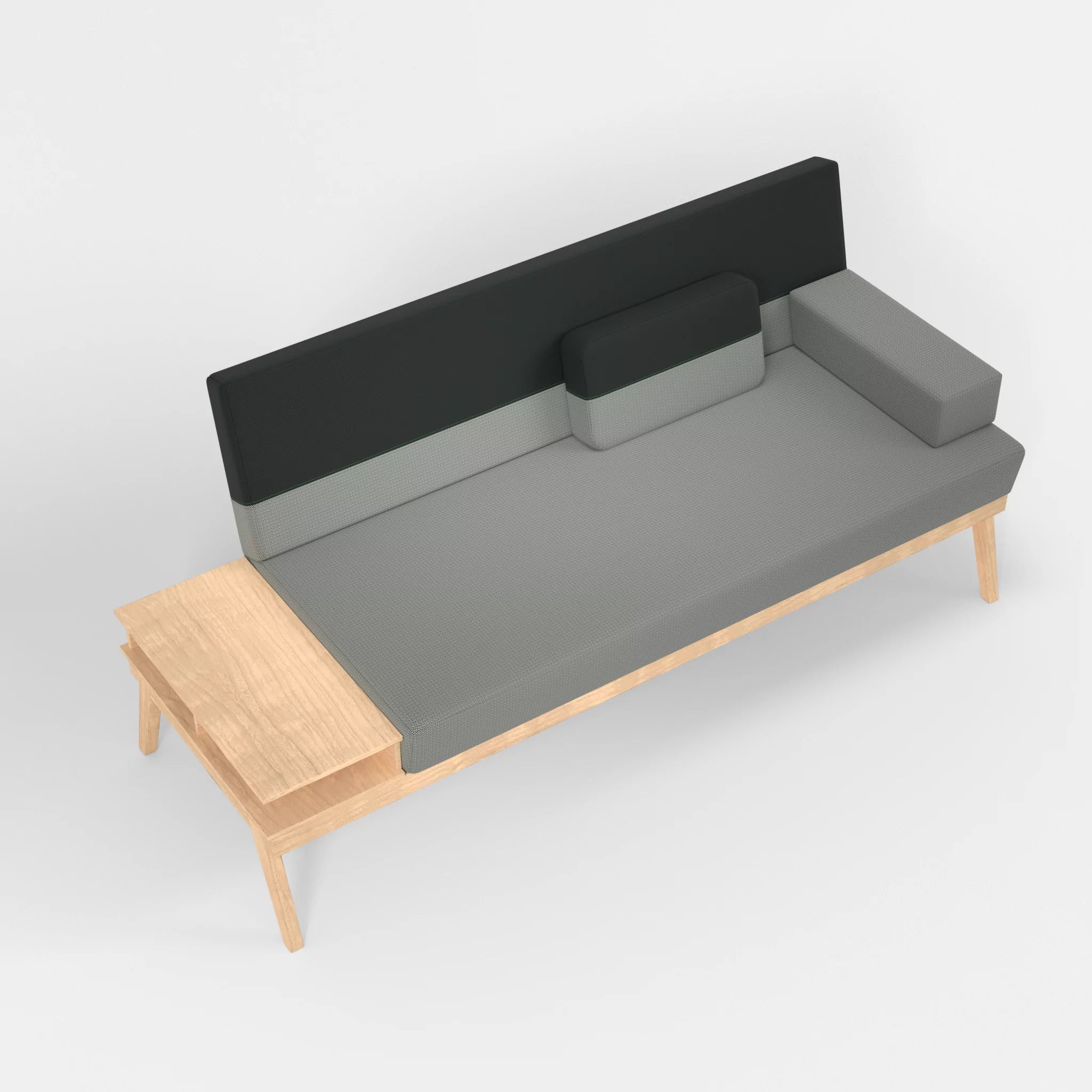 3er Sitzsofa Bauz mit Ablage links credopepper-credoblack in Dunkelgrau und Schwarz von oben