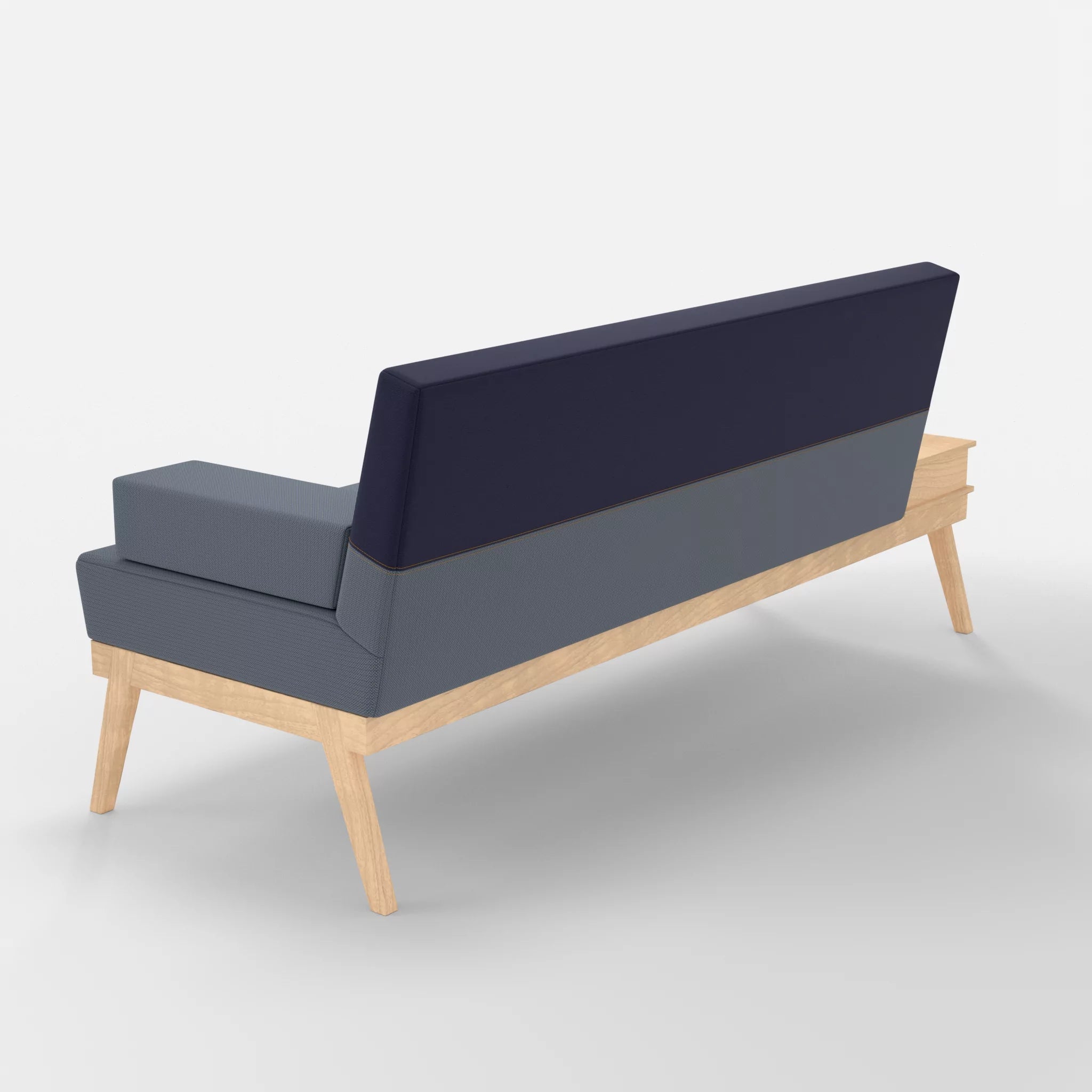 3er Sitzsofa Bauz mit Ablage links credosea-credonavy in Blau und Navy von hinten