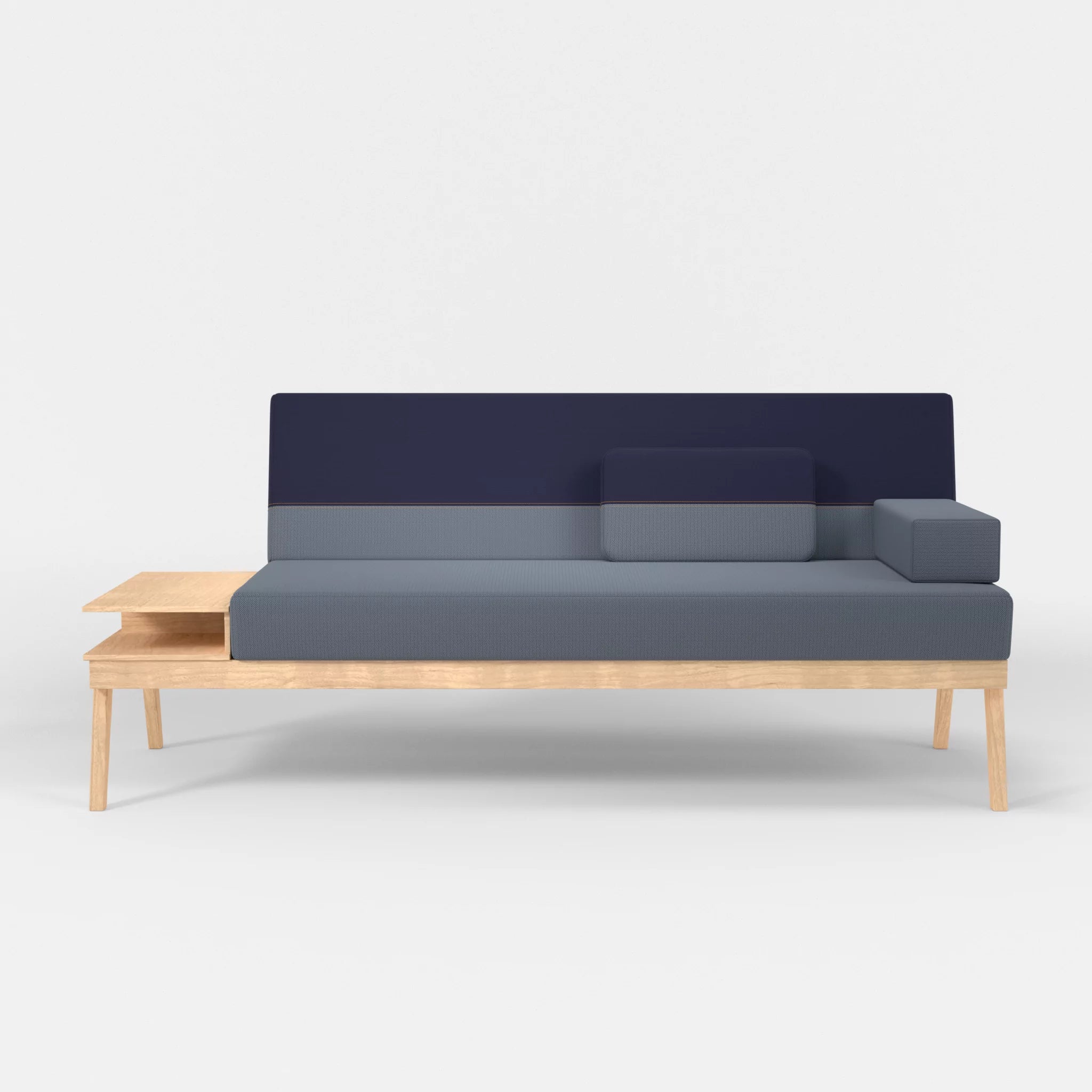 3er Sitzsofa Bauz mit Ablage links credosea-credonavy in Blau und Navy von vorne