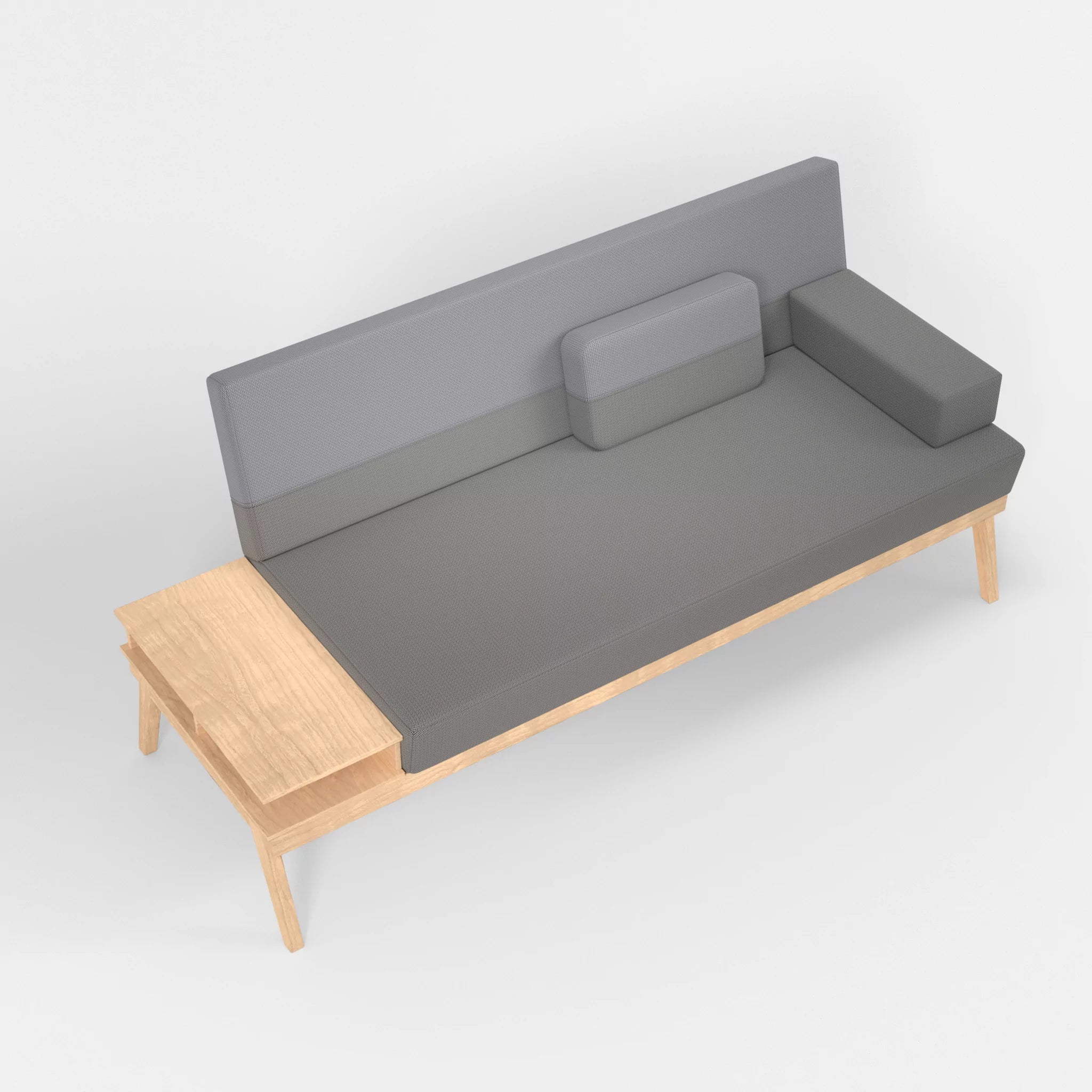 3er Sitzsofa Bauz mit Ablage links credozinn-credochalk in Mittelgrau und Hellgrau von oben