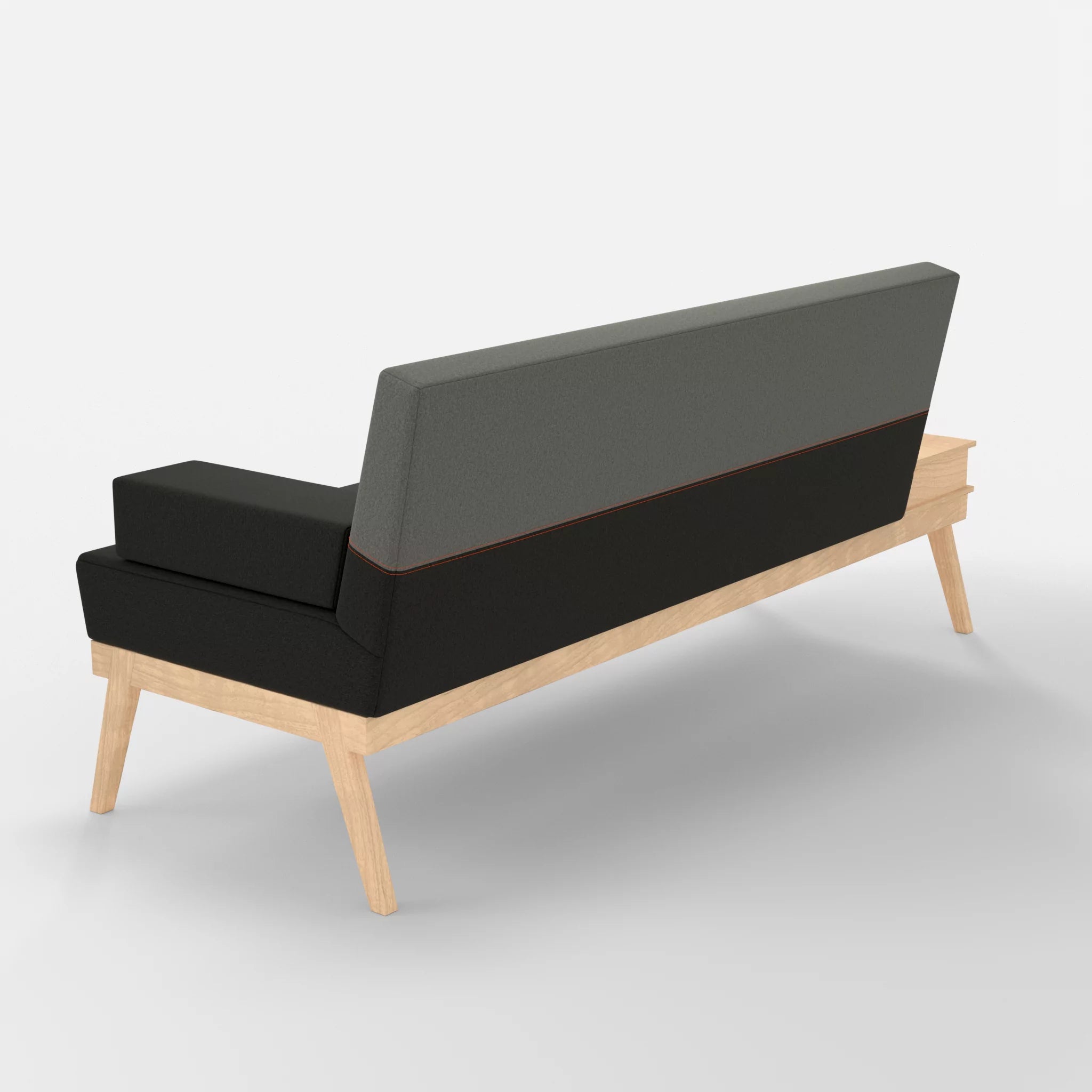 3er Sitzsofa Bauz mit Ablage links dama0002-dama0003 in Anthrazit und Mittelgrau von hinten