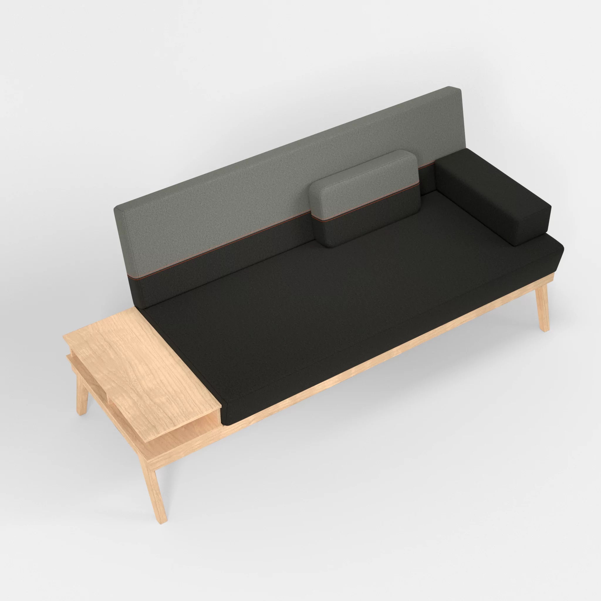 3er Sitzsofa Bauz mit Ablage links dama0002-dama0003 in Anthrazit und Mittelgrau von oben