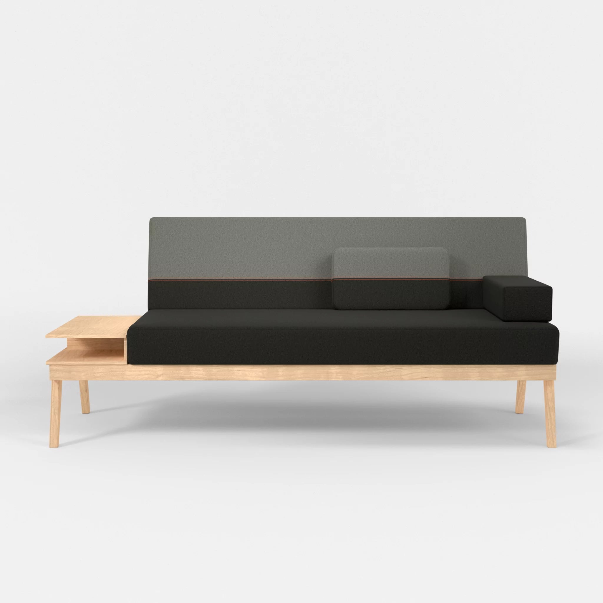 3er Sitzsofa Bauz mit Ablage links dama0002-dama0003 in Anthrazit und Mittelgrau von vorne