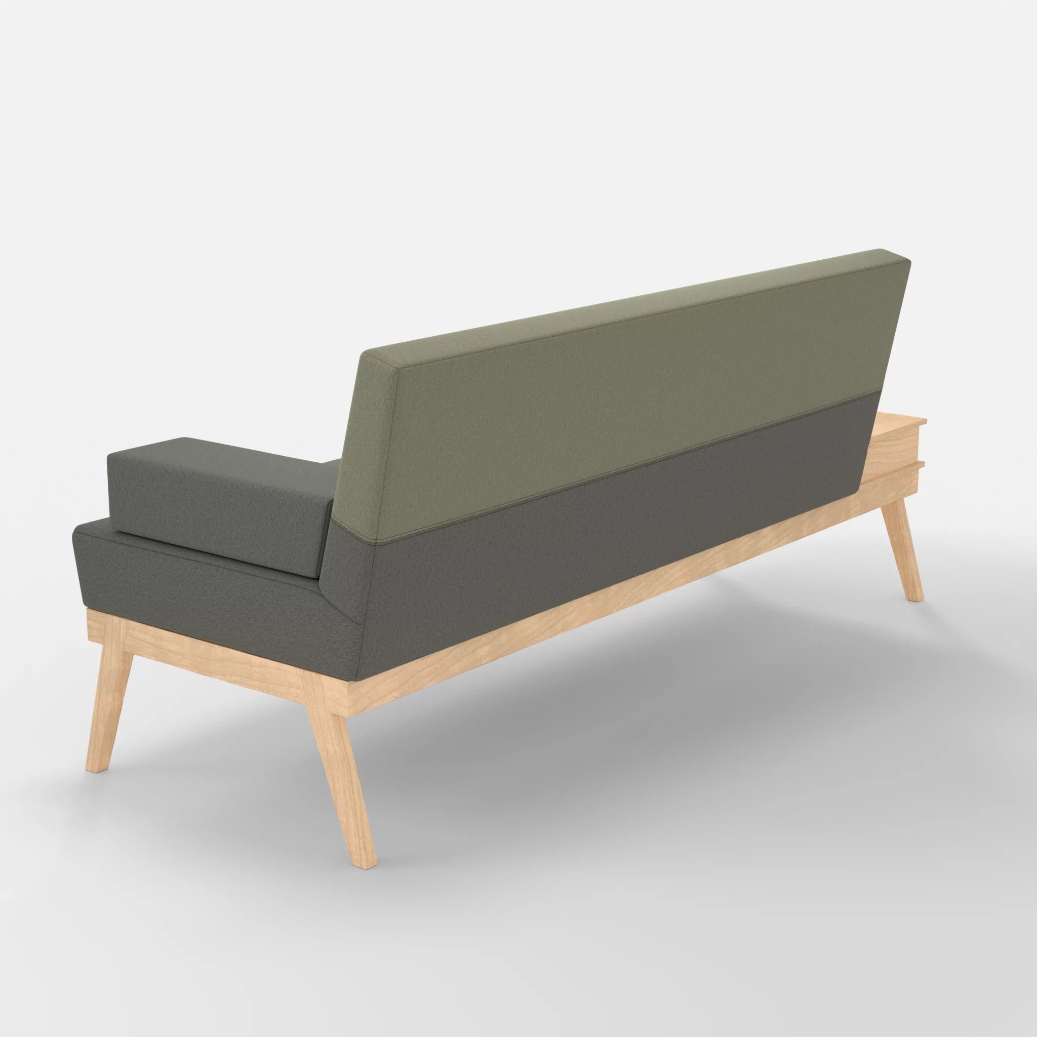 3er Sitzsofa Bauz mit Ablage links dama0003-dama0057 in Mittelgrau und Hellgrau von hinten