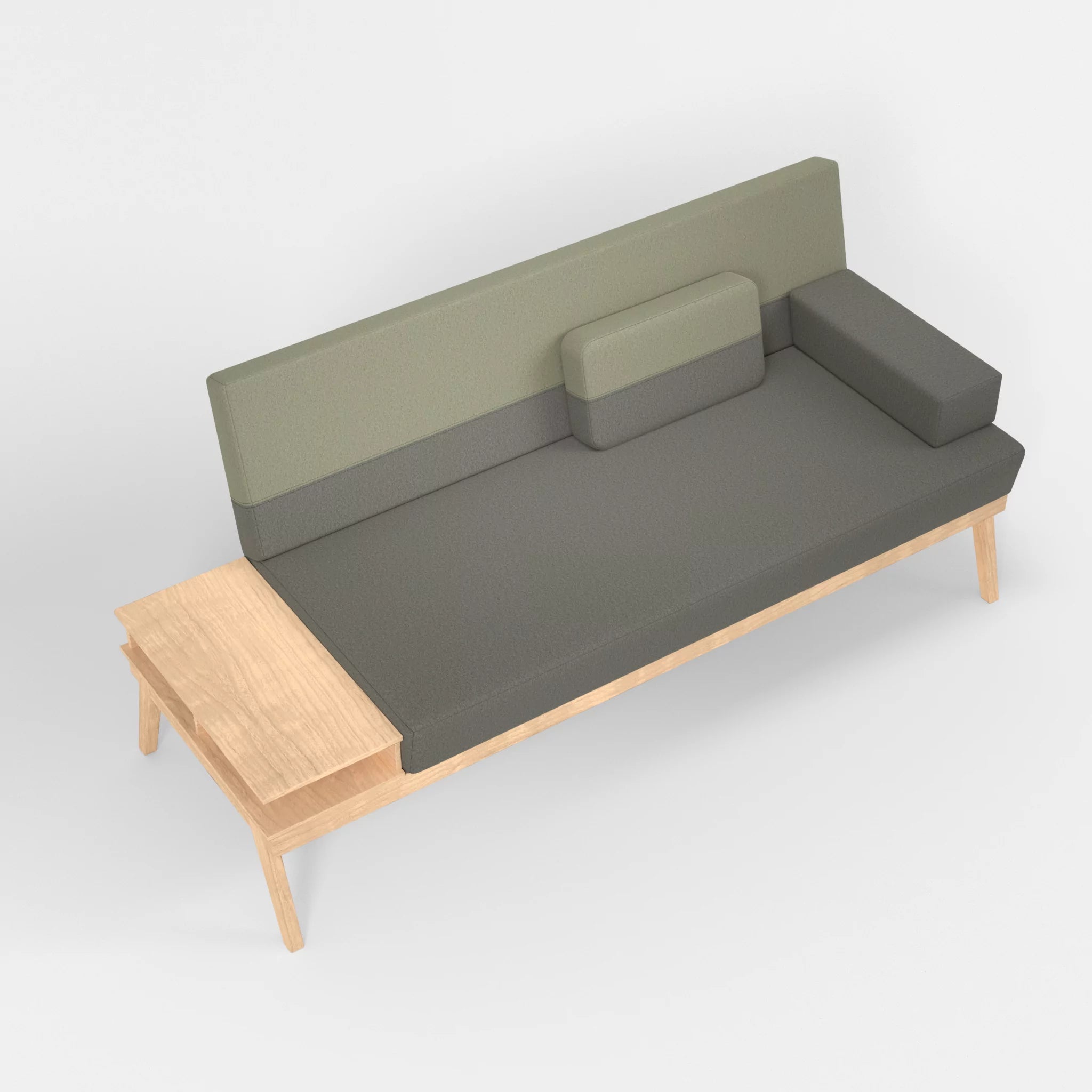 3er Sitzsofa Bauz mit Ablage links dama0003-dama0057 in Mittelgrau und Hellgrau von oben