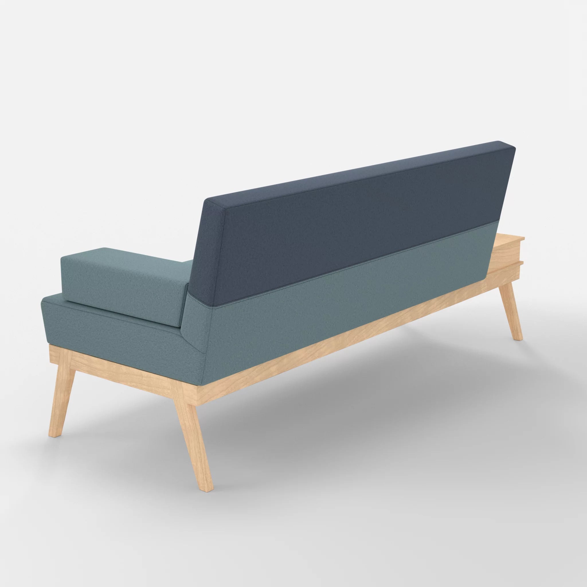 3er Sitzsofa Bauz mit Ablage links dama0016-dama0075 in Hellblau und Blau von hinten