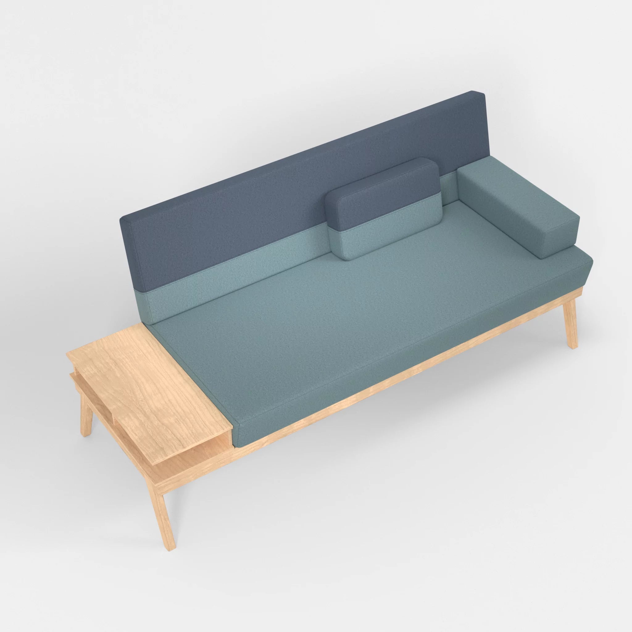 3er Sitzsofa Bauz mit Ablage links dama0016-dama0075 in Hellblau und Blau von oben