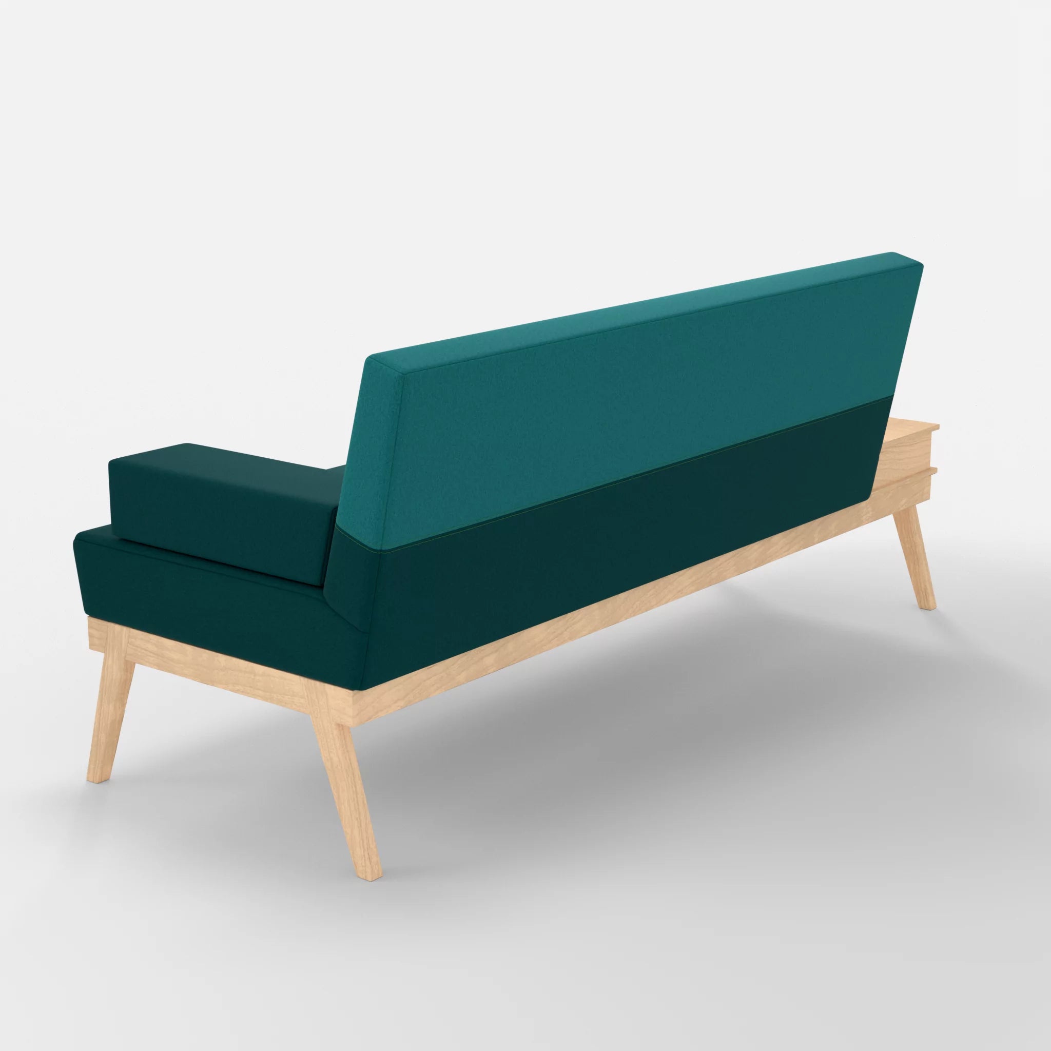3er Sitzsofa Bauz mit Ablage links dama0018-dama0076 in Türkis und Türkis von hinten
