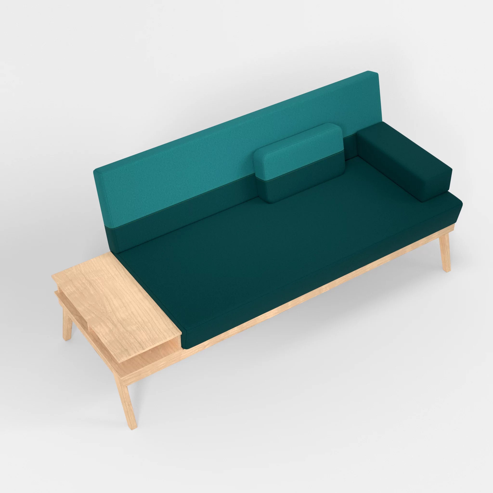 3er Sitzsofa Bauz mit Ablage links dama0018-dama0076 in Türkis und Türkis von oben