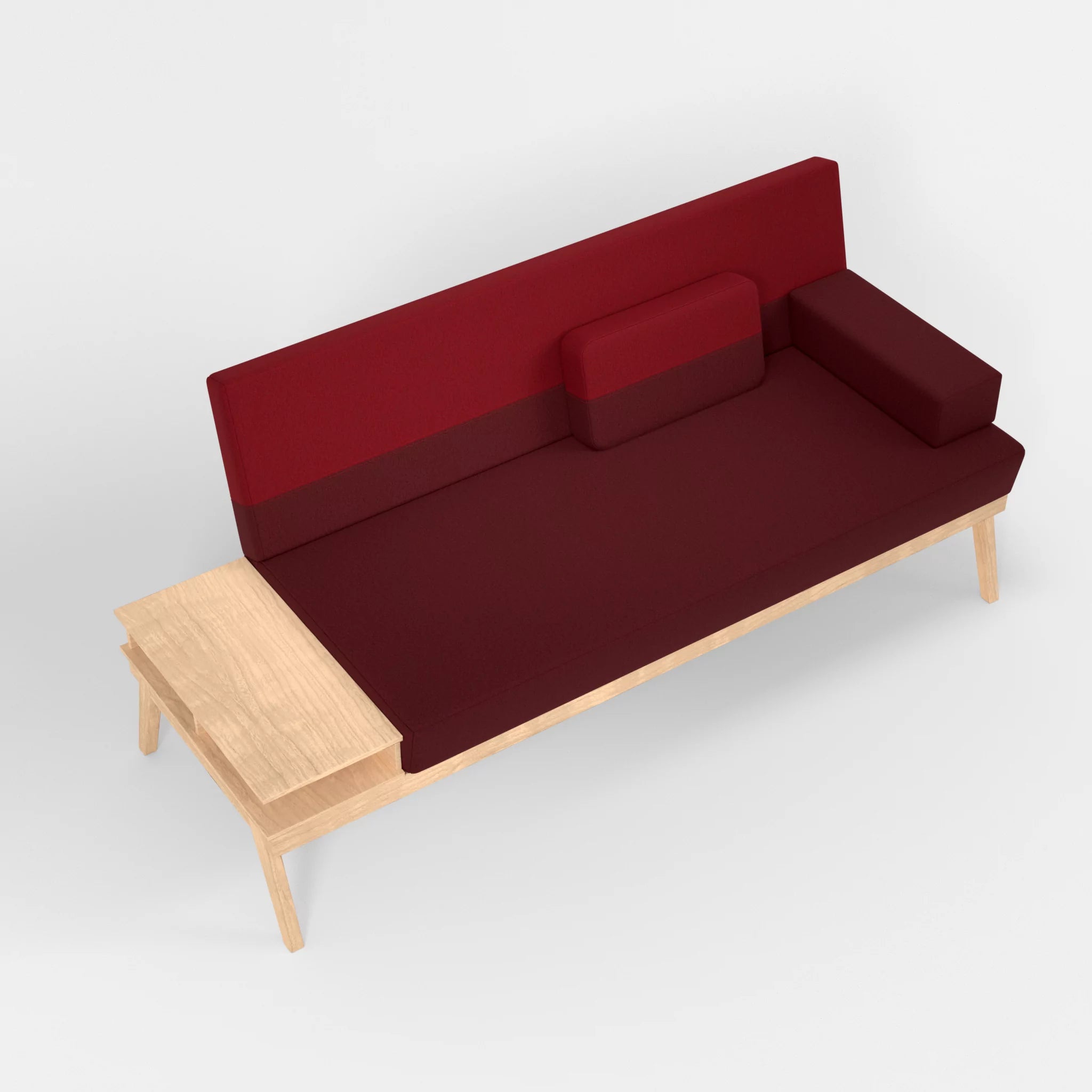 3er Sitzsofa Bauz mit Ablage links dama0034-dama0053 in Bordeaux und Rot von oben