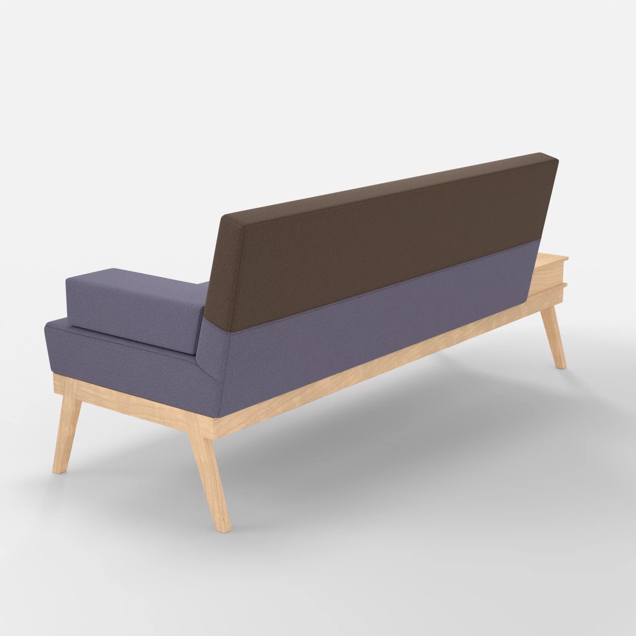 3er Sitzsofa Bauz mit Ablage links dama0039-dama0051 in Flieder und Braun von hinten