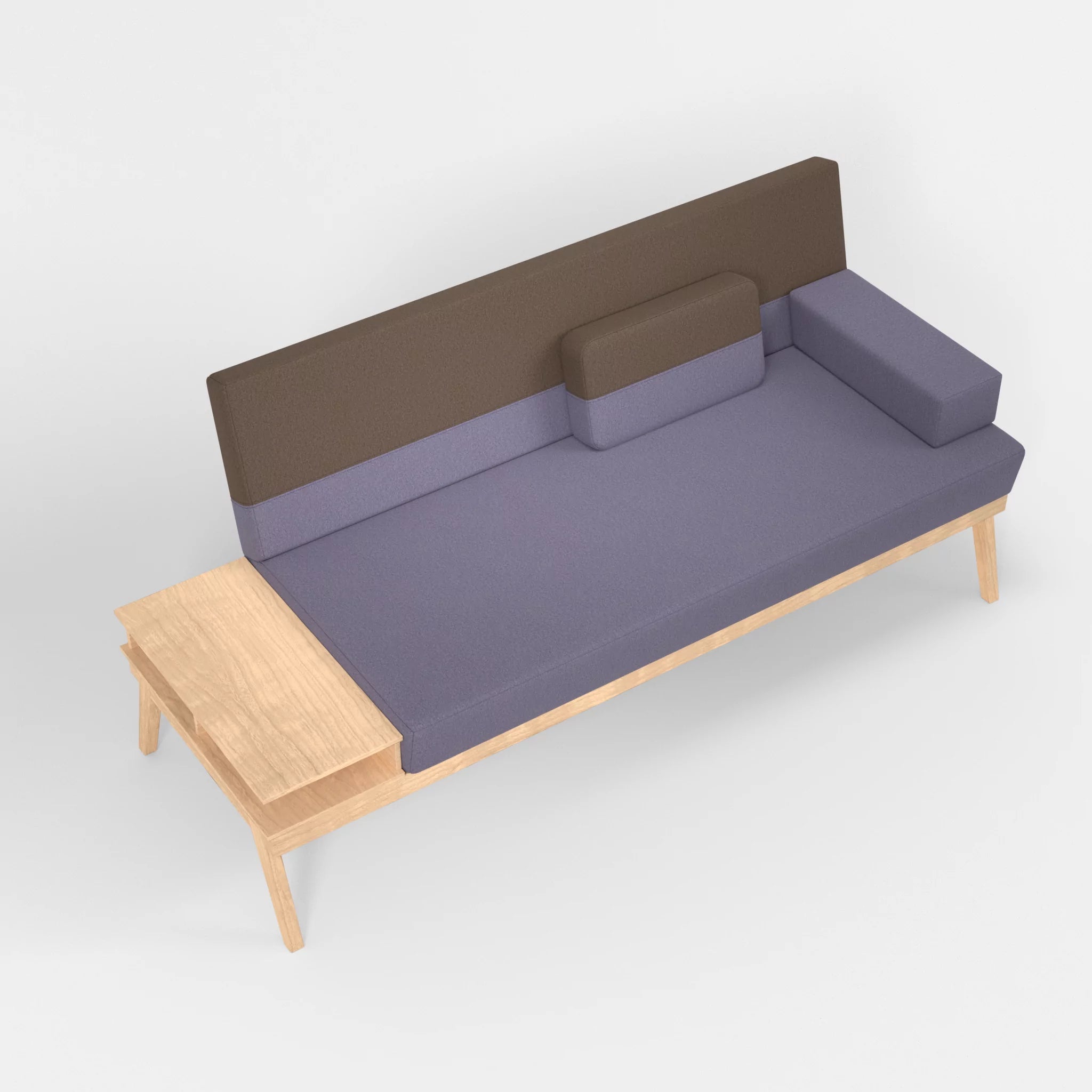 3er Sitzsofa Bauz mit Ablage links dama0039-dama0051 in Flieder und Braun von oben