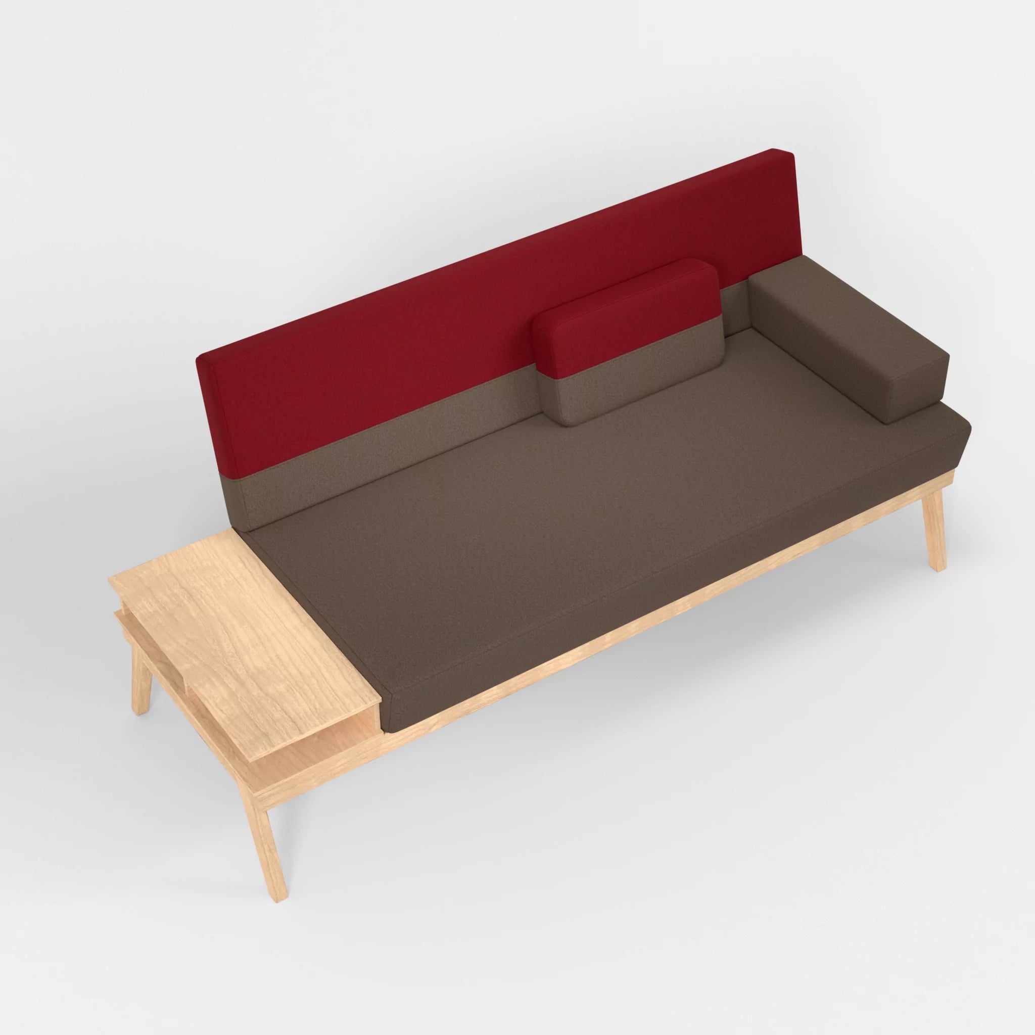3er Sitzsofa Bauz mit Ablage links dama0051-dama0053 in Braun und Rot von oben