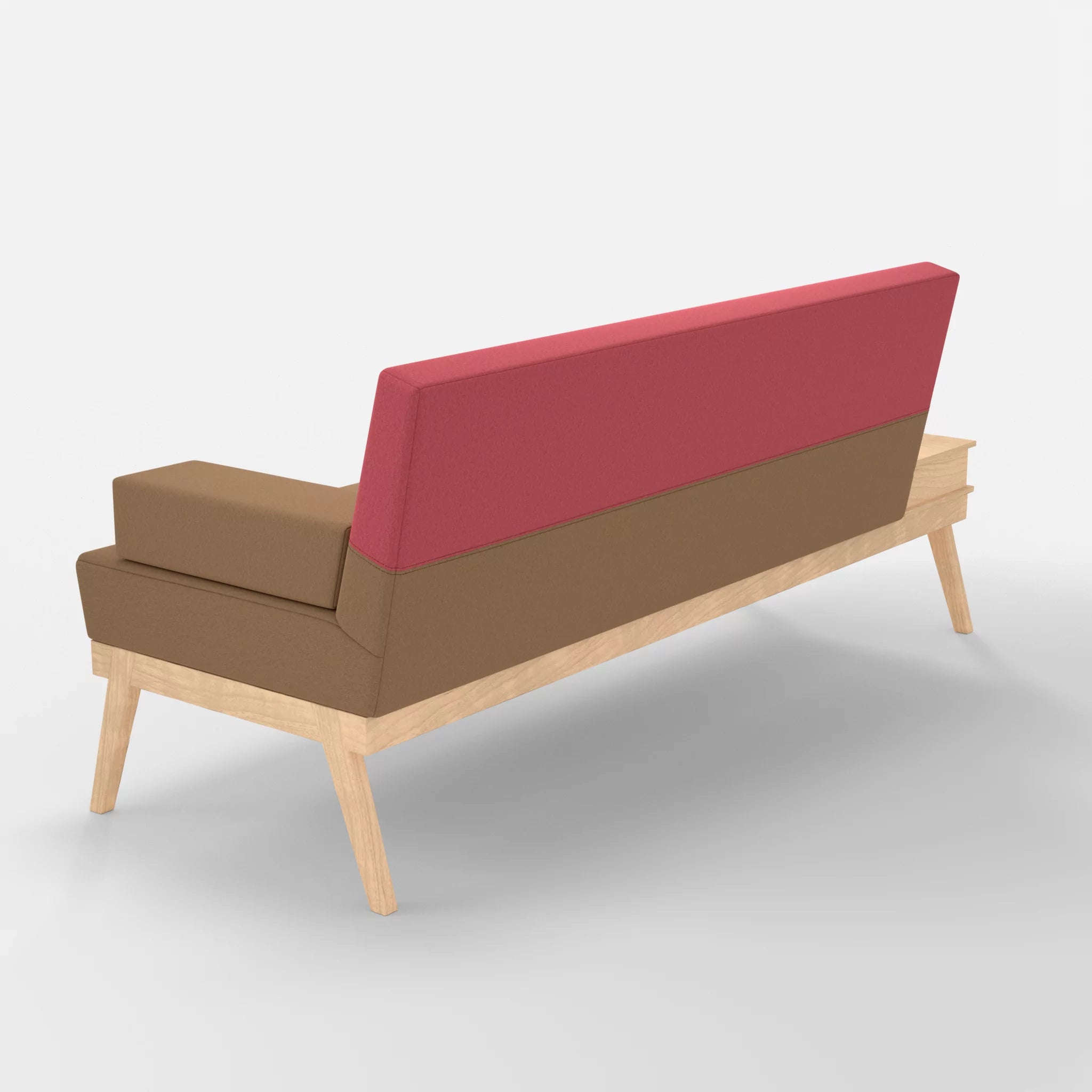 3er Sitzsofa Bauz mit Ablage links dama0056-dama0083 in Beige und Pink von hinten