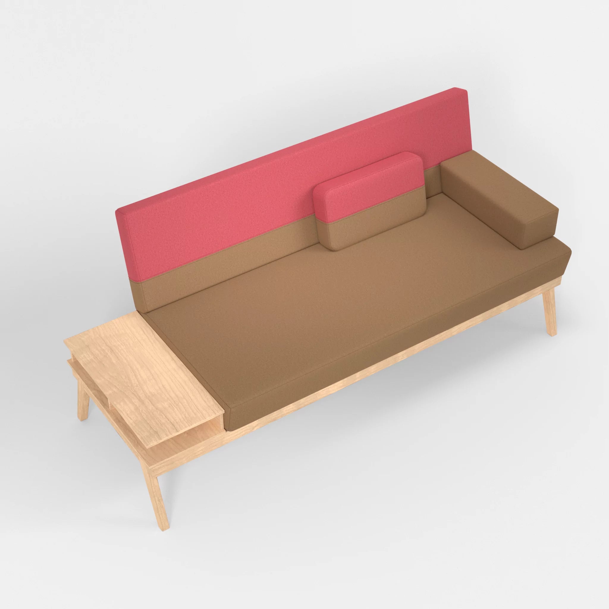 3er Sitzsofa Bauz mit Ablage links dama0056-dama0083 in Beige und Pink von oben