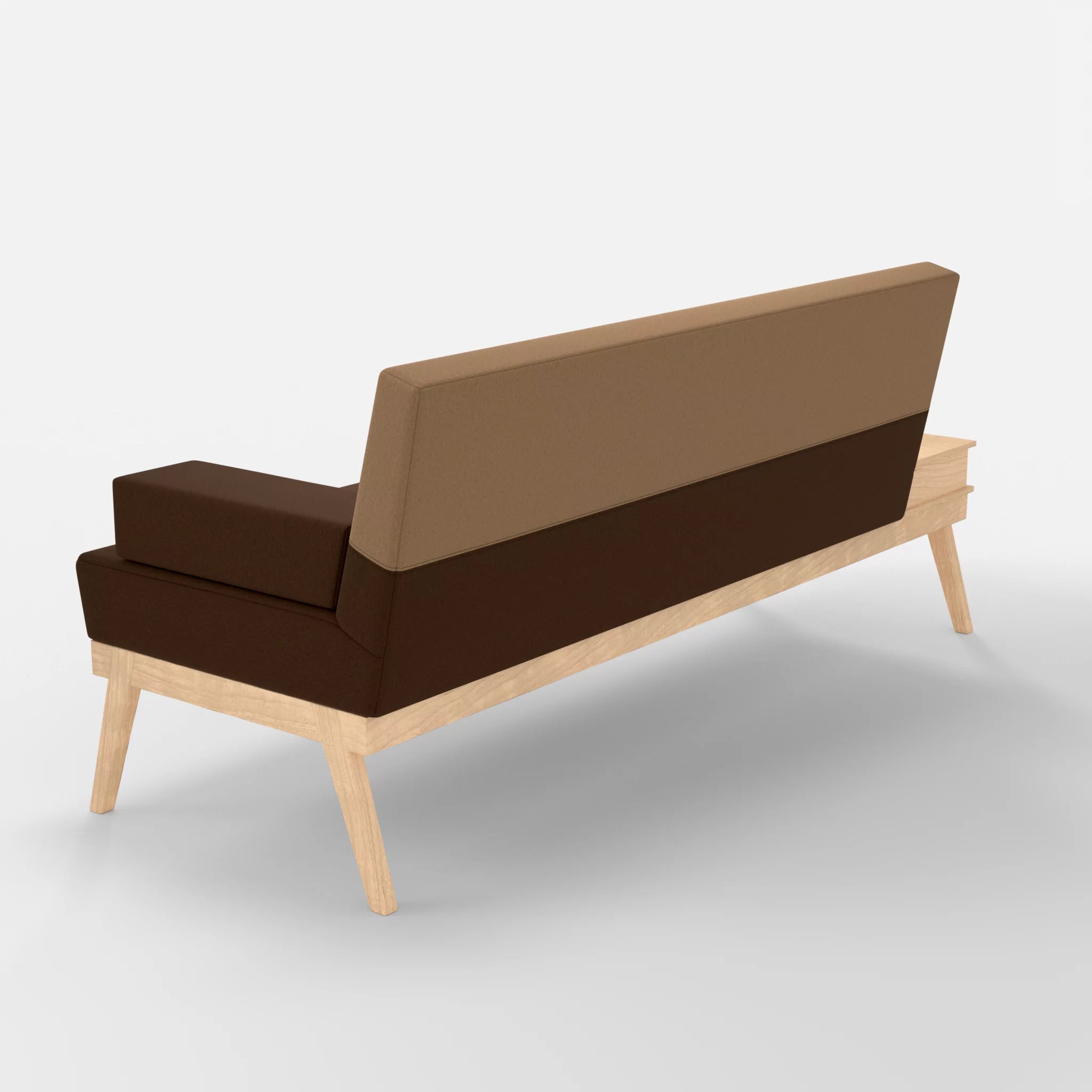 3er Sitzsofa Bauz mit Ablage links dama0060-dama0056 in Braun und Beige von hinten