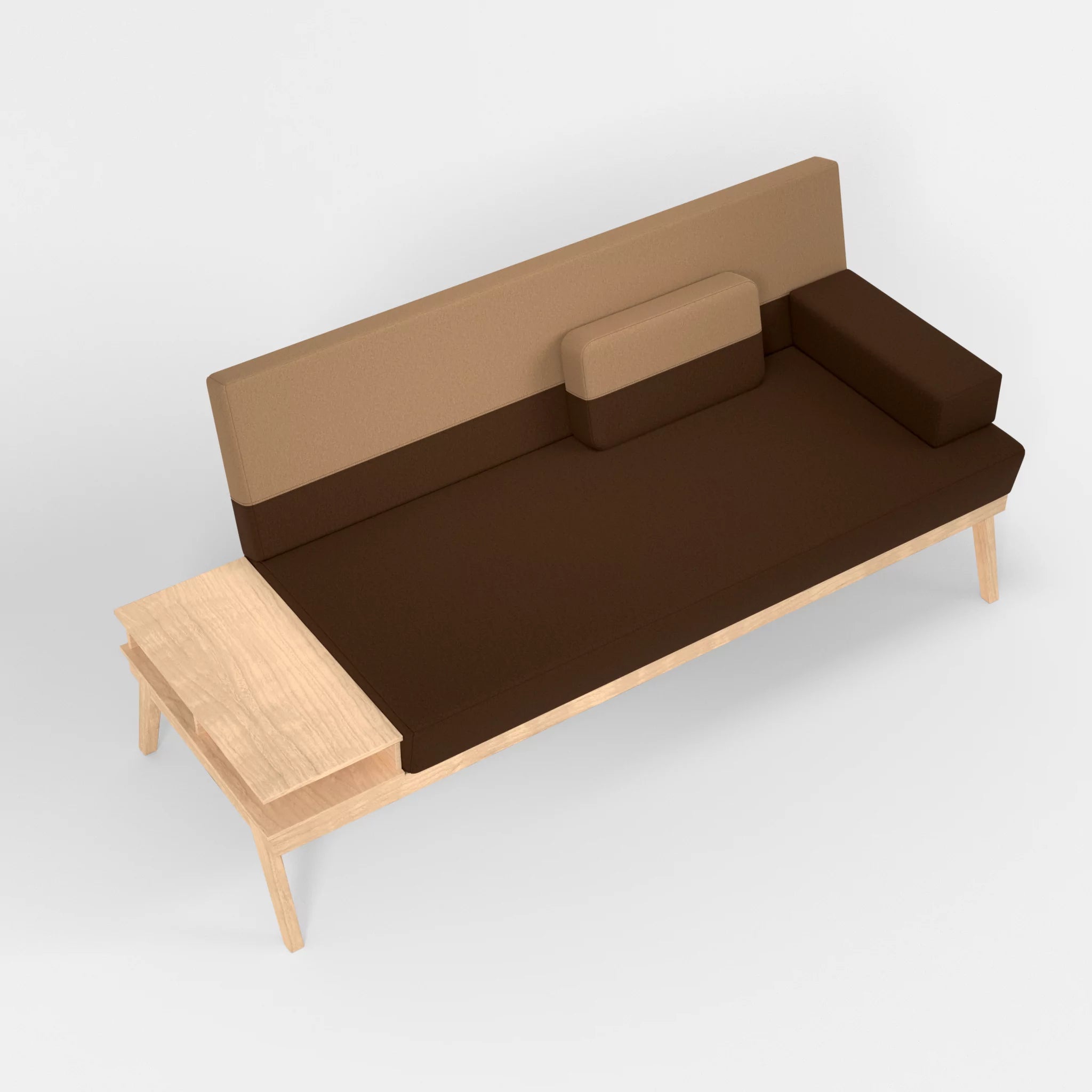 3er Sitzsofa Bauz mit Ablage links dama0060-dama0056 in Braun und Beige von oben