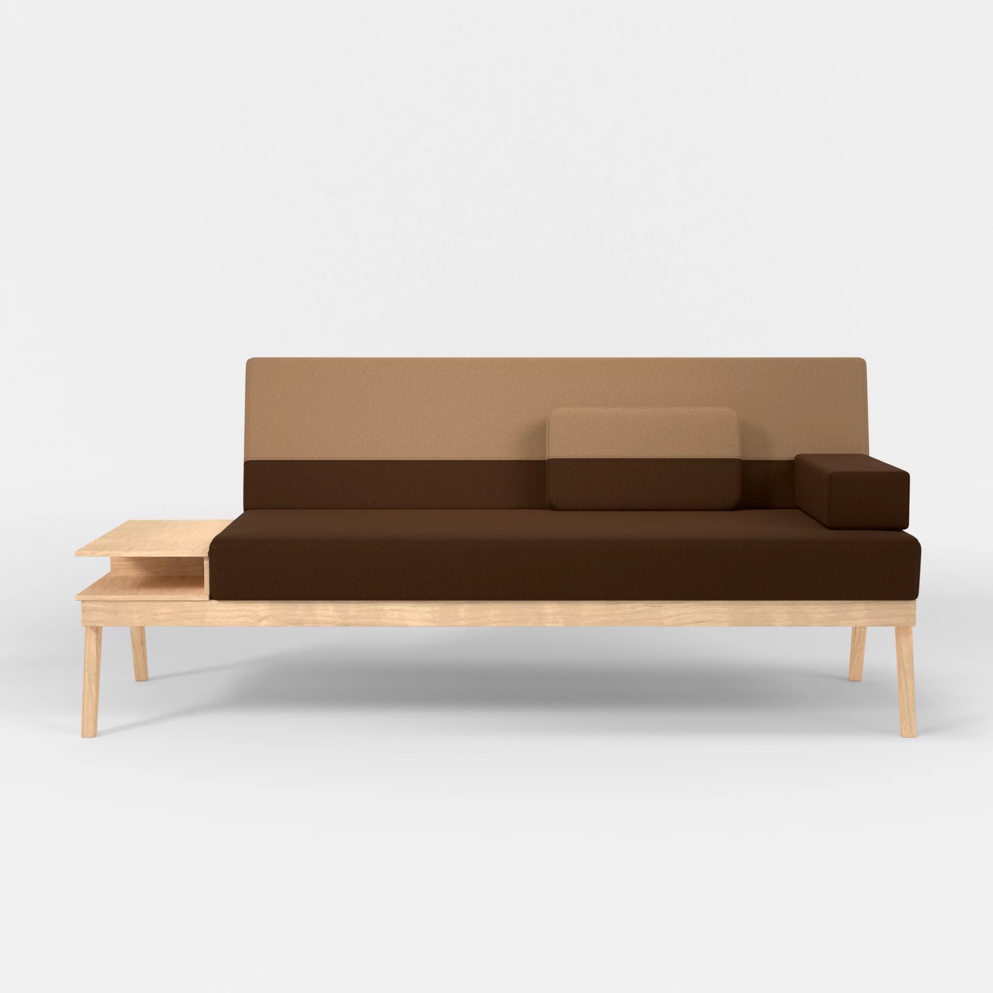 3er Sitzsofa Bauz mit Ablage links dama0060-dama0056 in Braun und Beige von vorne