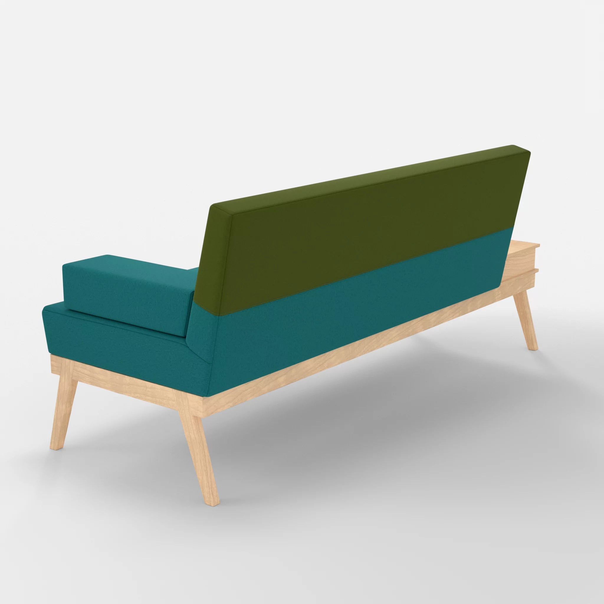 3er Sitzsofa Bauz mit Ablage links dama0076-dama0059 in Türkis und Grün von hinten