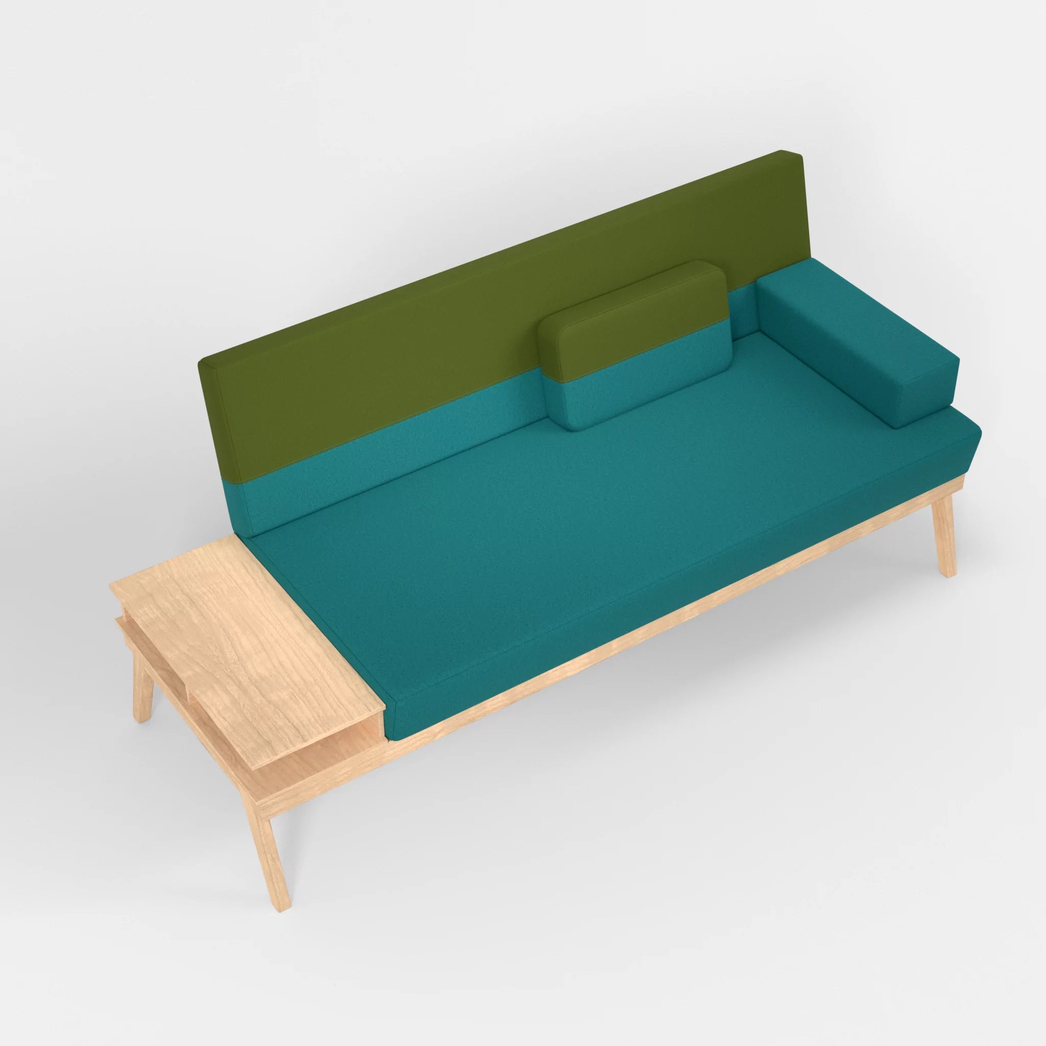 3er Sitzsofa Bauz mit Ablage links dama0076-dama0059 in Türkis und Grün von oben