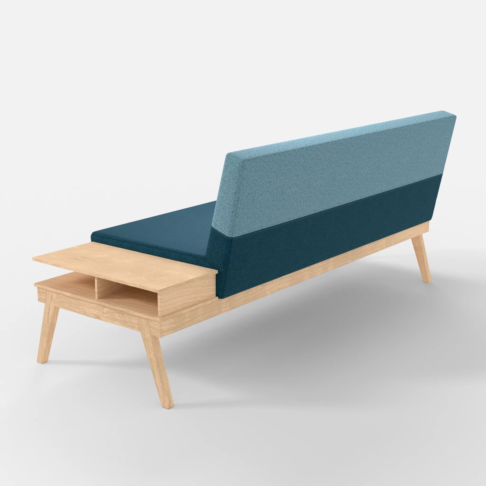 3er Sitzsofa Bauz mit Ablage rechts celia0203-celia0209 in Blau und Türkis von hinten