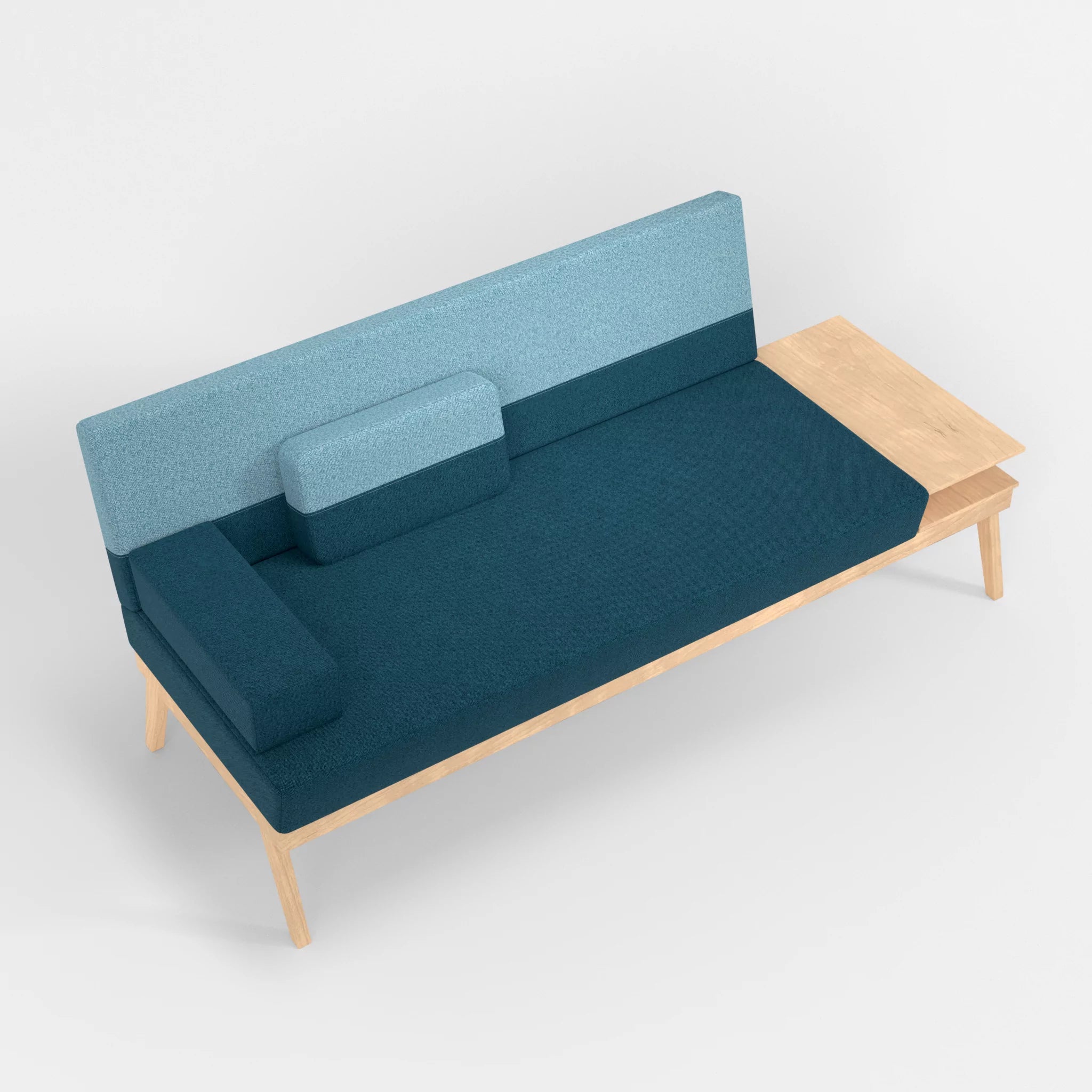 3er Sitzsofa Bauz mit Ablage rechts celia0203-celia0209 in Blau und Türkis von oben