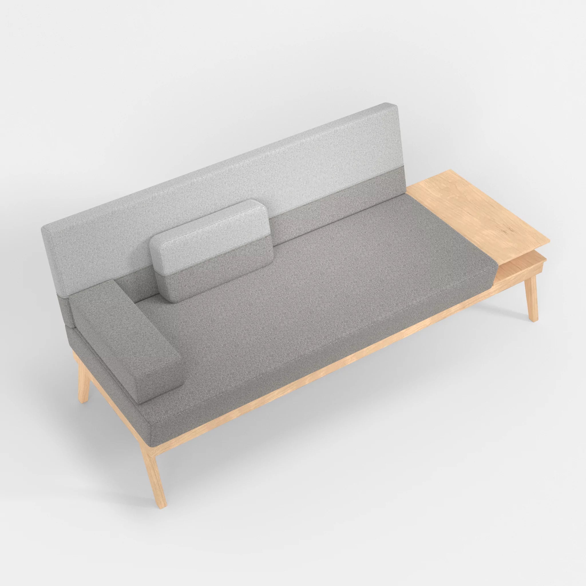 3er Sitzsofa Bauz mit Ablage rechts celia0208-celia0204 in Mittelgrau und Hellgrau von oben