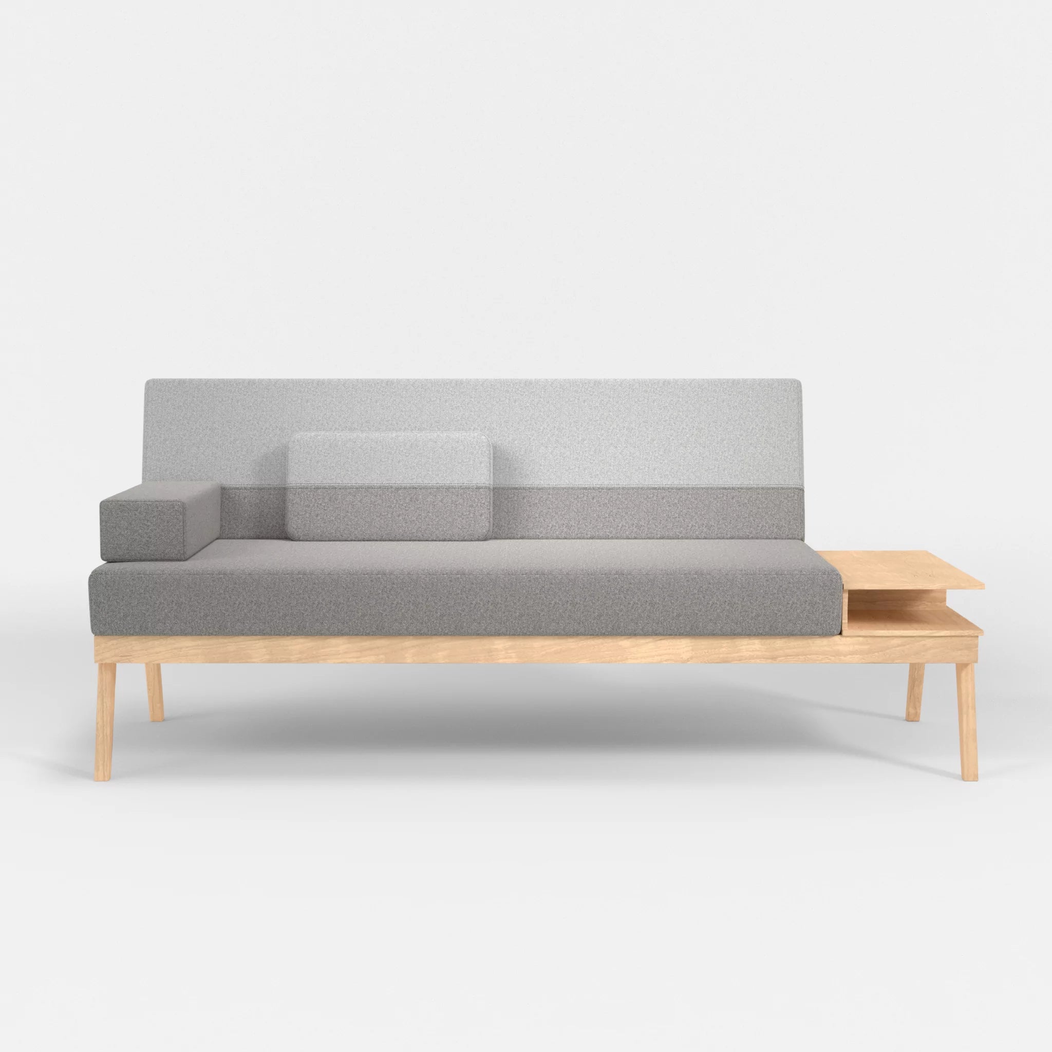 3er Sitzsofa Bauz mit Ablage rechts celia0208-celia0204 in Mittelgrau und Hellgrau von vorne