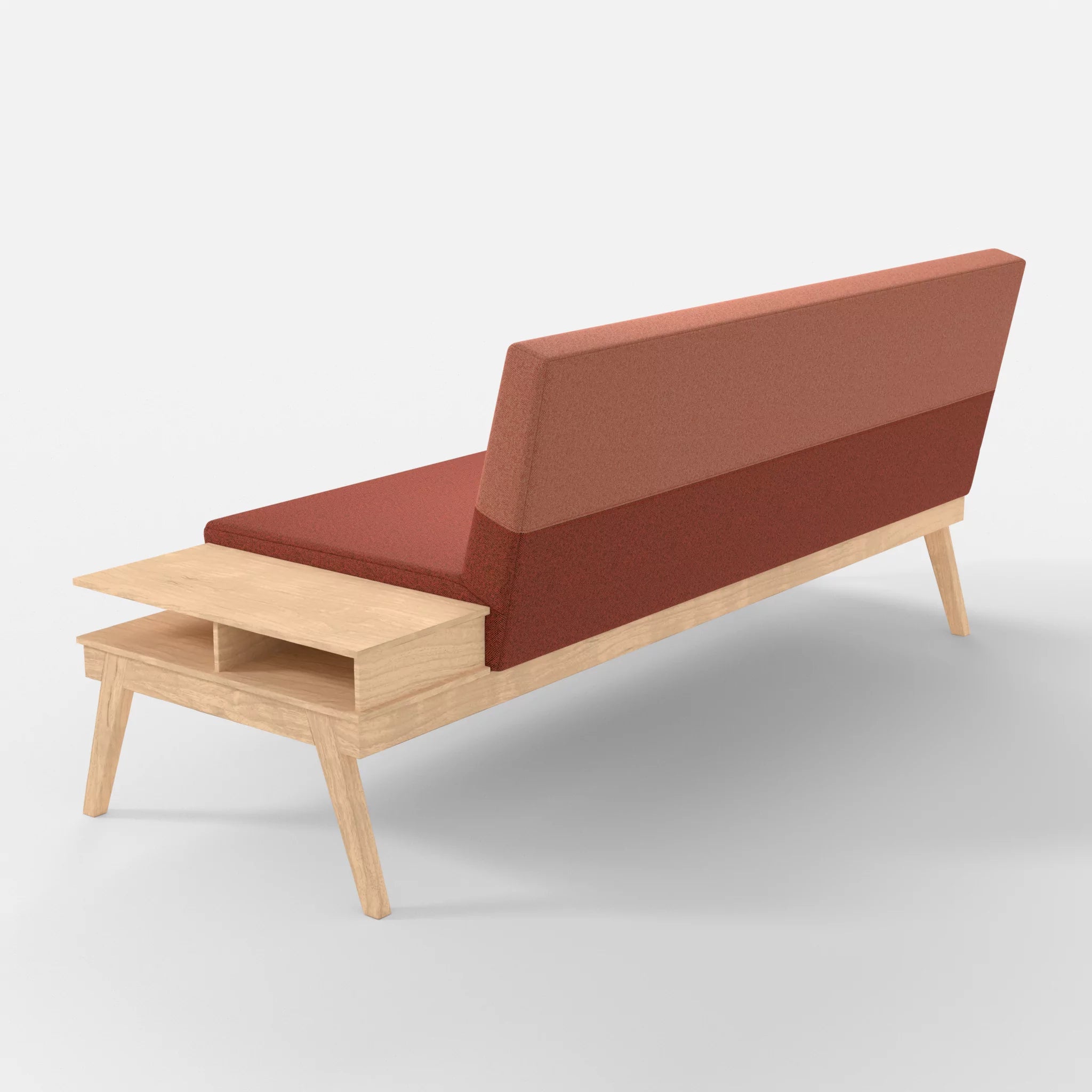 3er Sitzsofa Bauz mit Ablage rechts celia0214-celia0217 in Terracotta und Orange von hinten