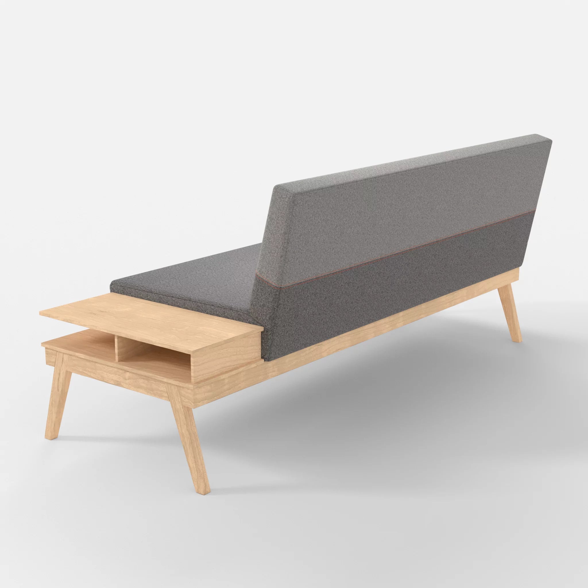 3er Sitzsofa Bauz mit Ablage rechts celia0218-celia0208 in Dunkelgrau und Mittelgrau von hinten