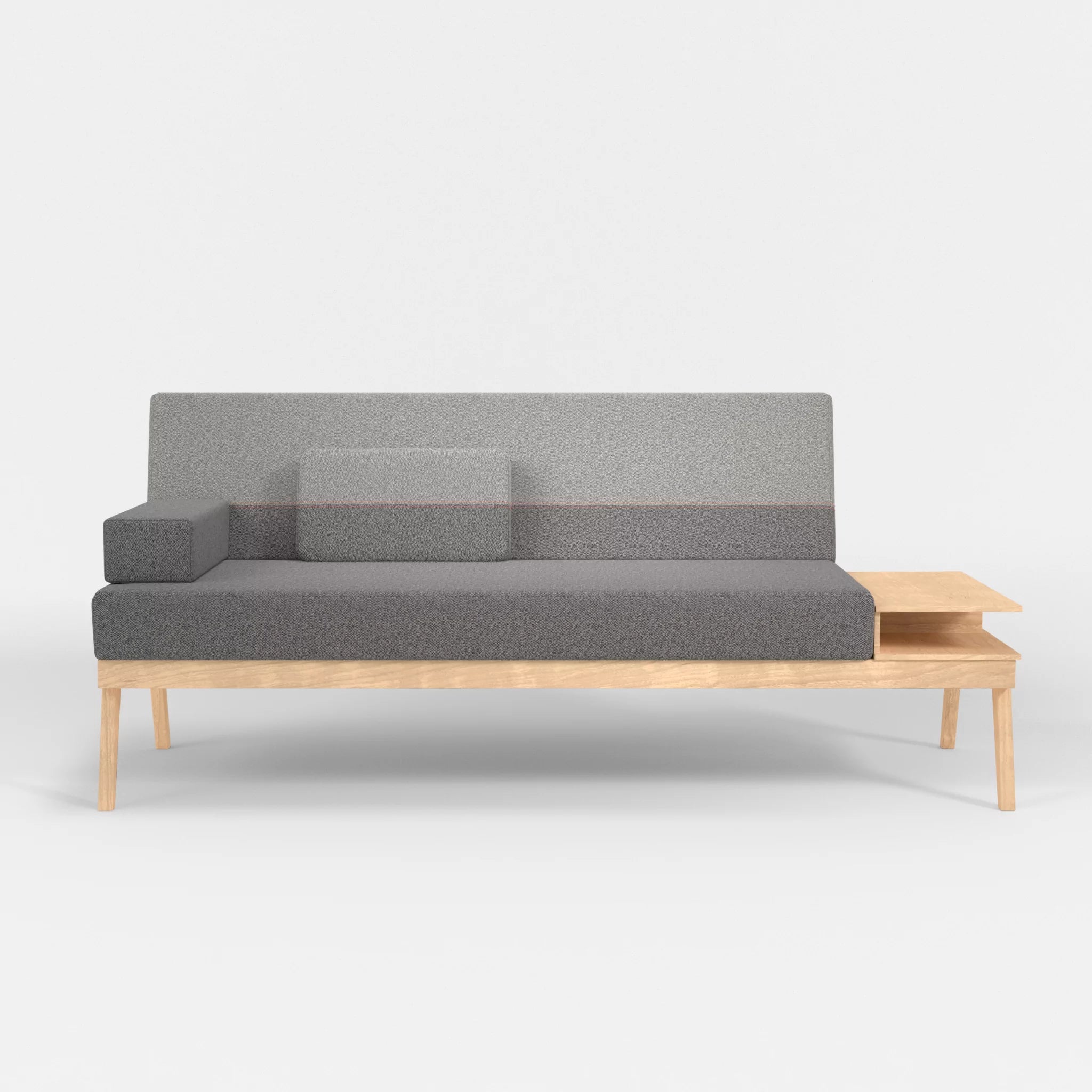 3er Sitzsofa Bauz mit Ablage rechts celia0218-celia0208 in Dunkelgrau und Mittelgrau von vorne