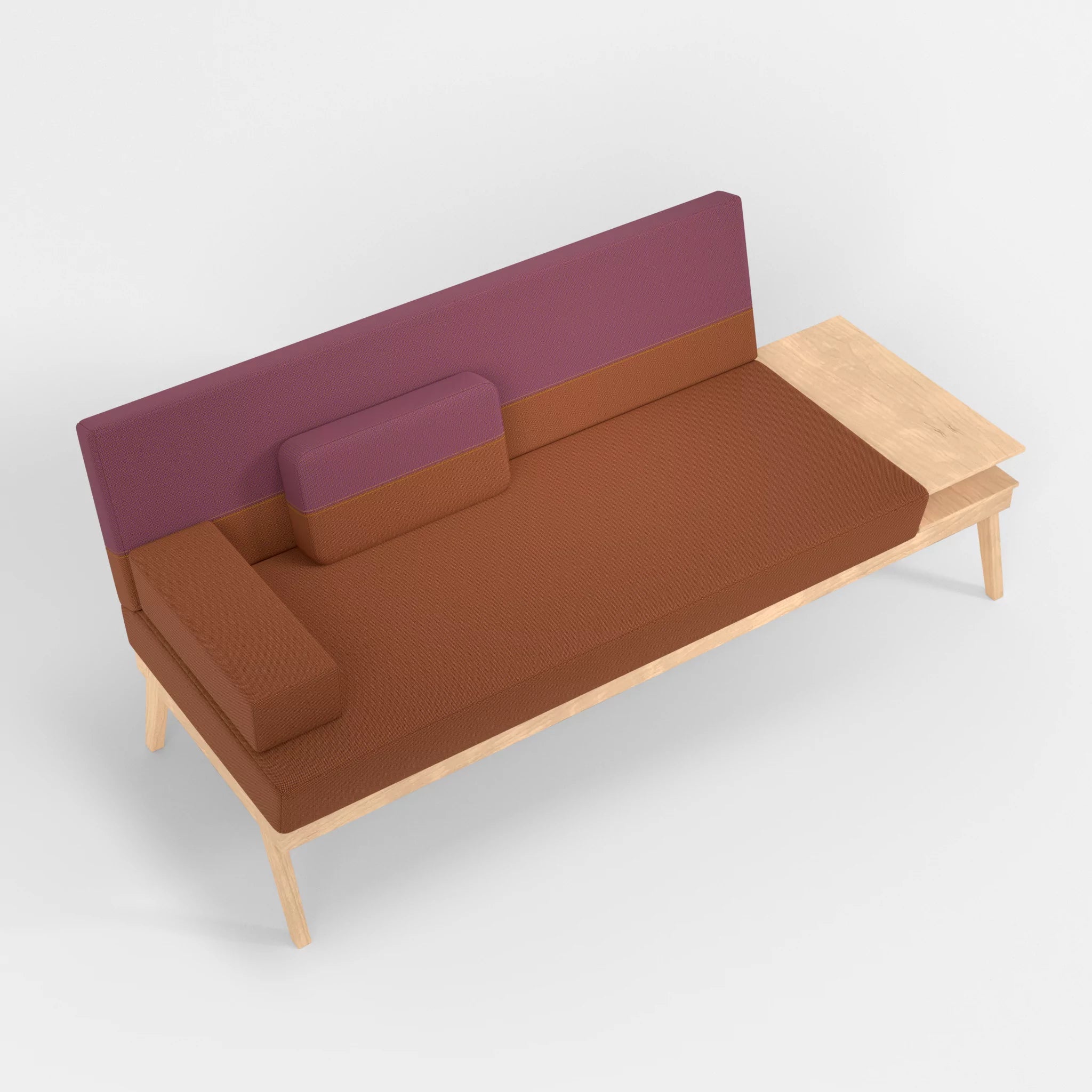 3er Sitzsofa Bauz mit Ablage rechts credokupfer-credobreva in Braun und Violett von oben