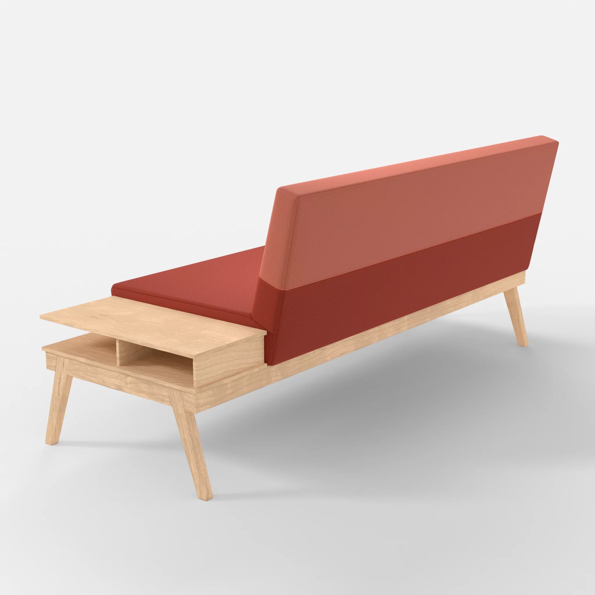 3er Sitzsofa Bauz mit Ablage rechts credolampion-credograpefruit in Rot und Coral von hinten