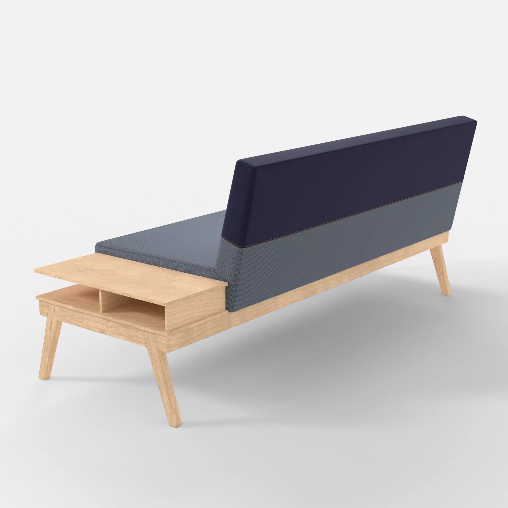 3er Sitzsofa Bauz mit Ablage rechts credosea-credonavy in Blau und Navy von hinten