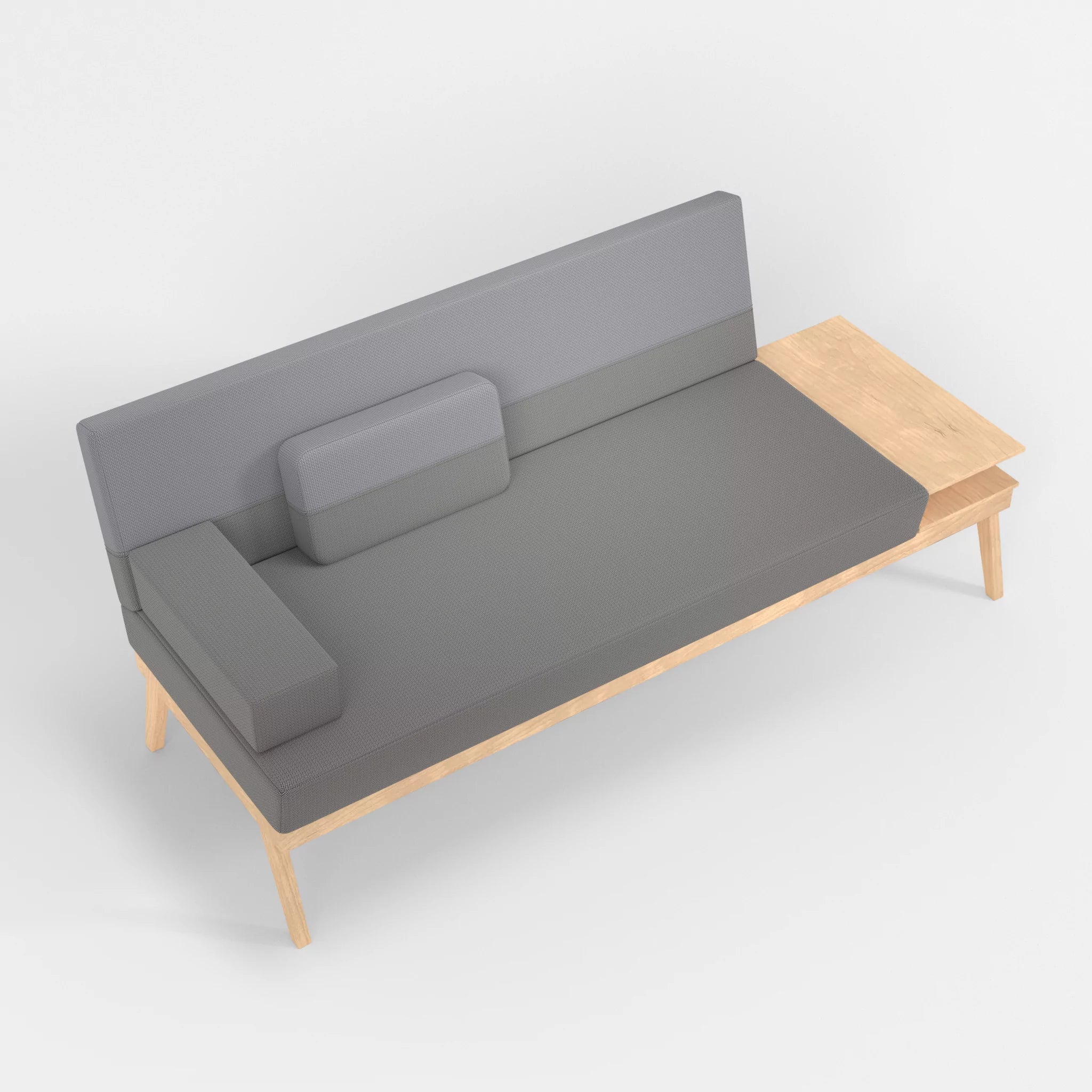 3er Sitzsofa Bauz mit Ablage rechts credozinn-credochalk in Mittelgrau und Hellgrau von oben