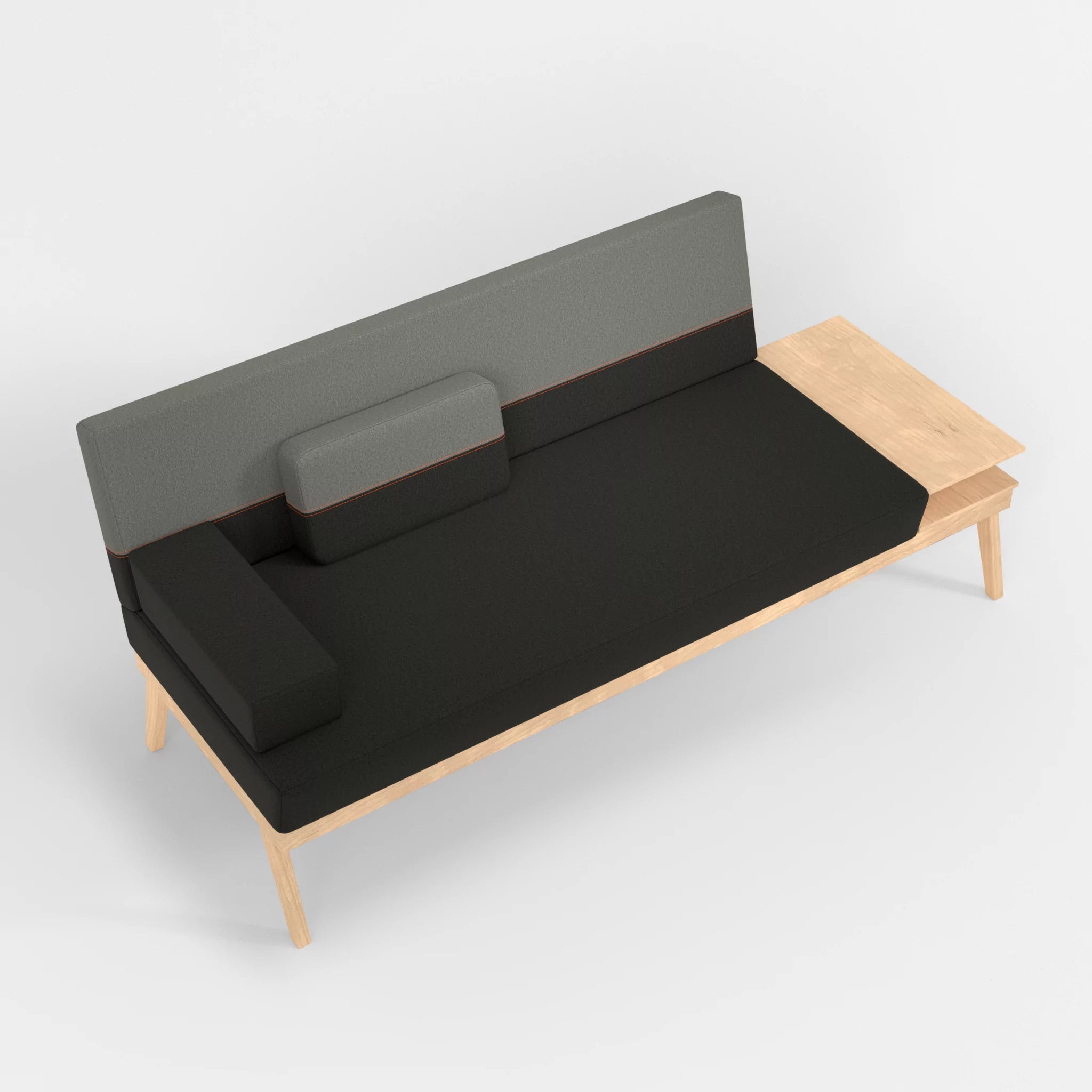 3er Sitzsofa Bauz mit Ablage rechts dama0002-dama0003 in Anthrazit und Mittelgrau von oben