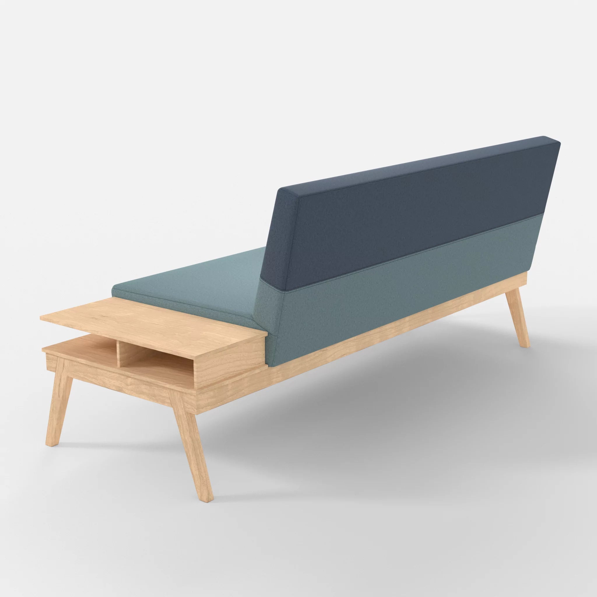 3er Sitzsofa Bauz mit Ablage rechts dama0016-dama0075 in Hellblau und Blau von hinten