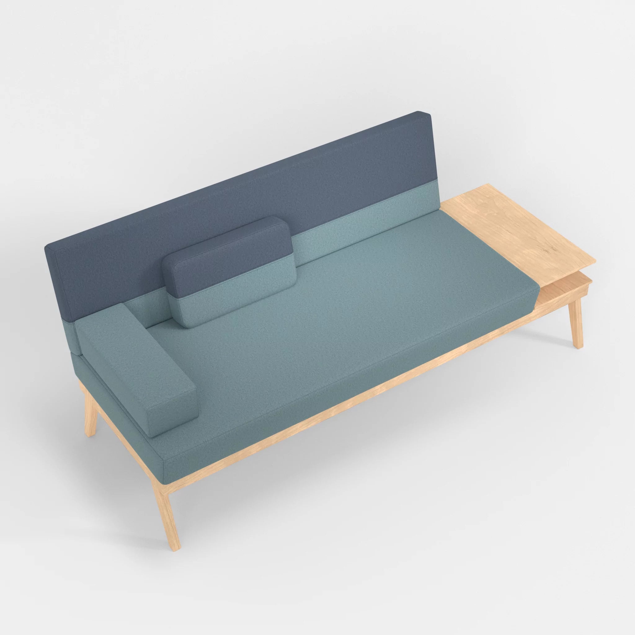 3er Sitzsofa Bauz mit Ablage rechts dama0016-dama0075 in Hellblau und Blau von oben