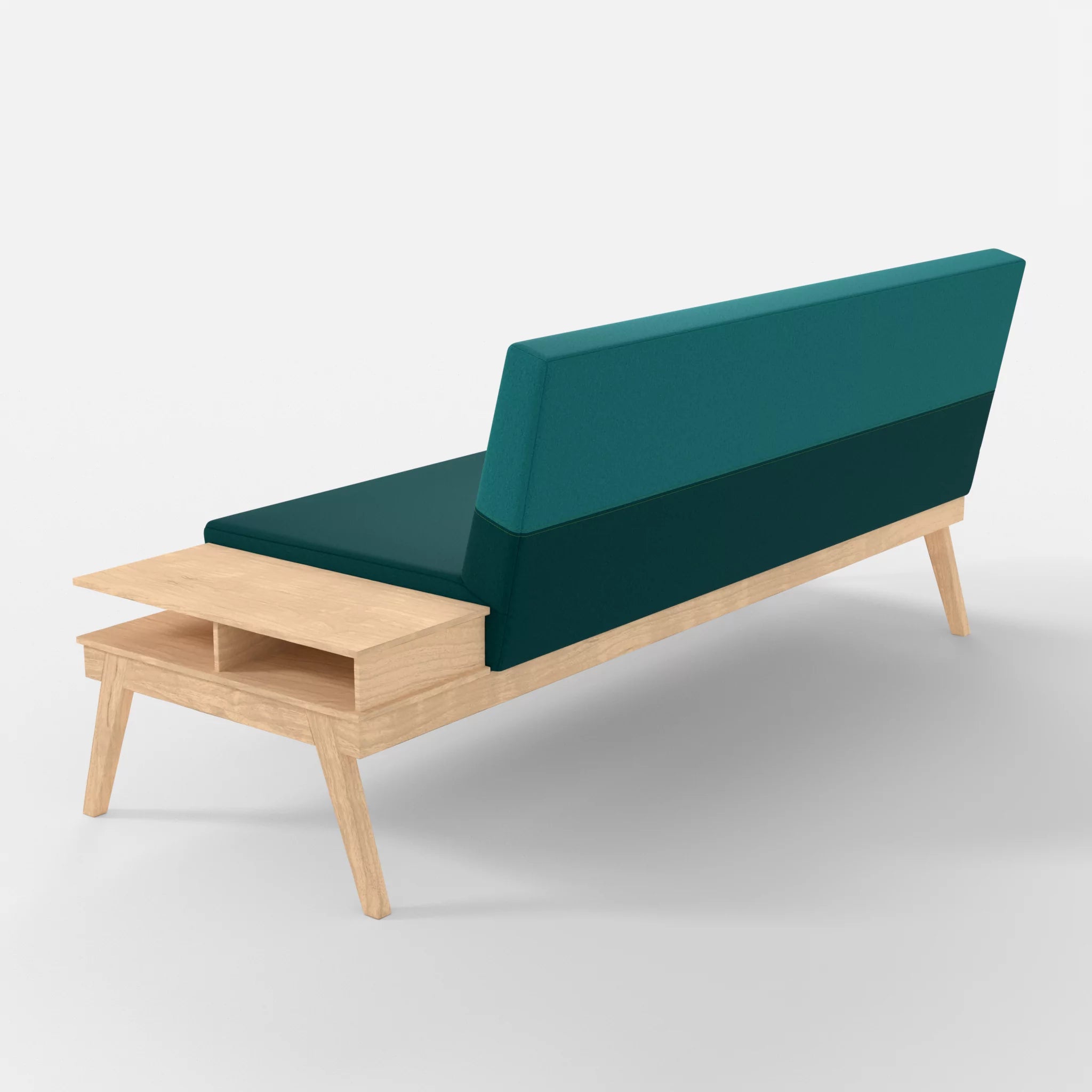 3er Sitzsofa Bauz mit Ablage rechts dama0018-dama0076 in Türkis und Türkis von hinten