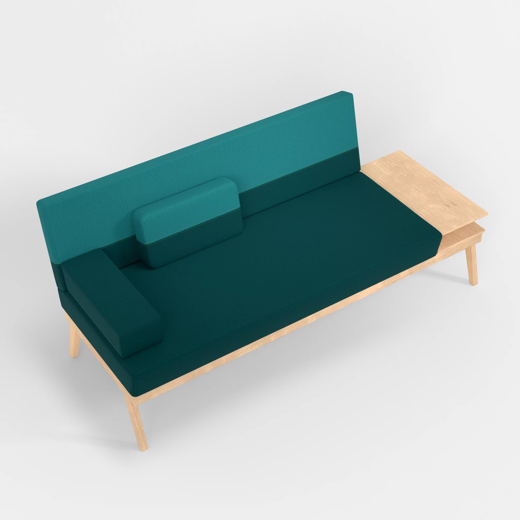 3er Sitzsofa Bauz mit Ablage rechts dama0018-dama0076 in Türkis und Türkis von oben