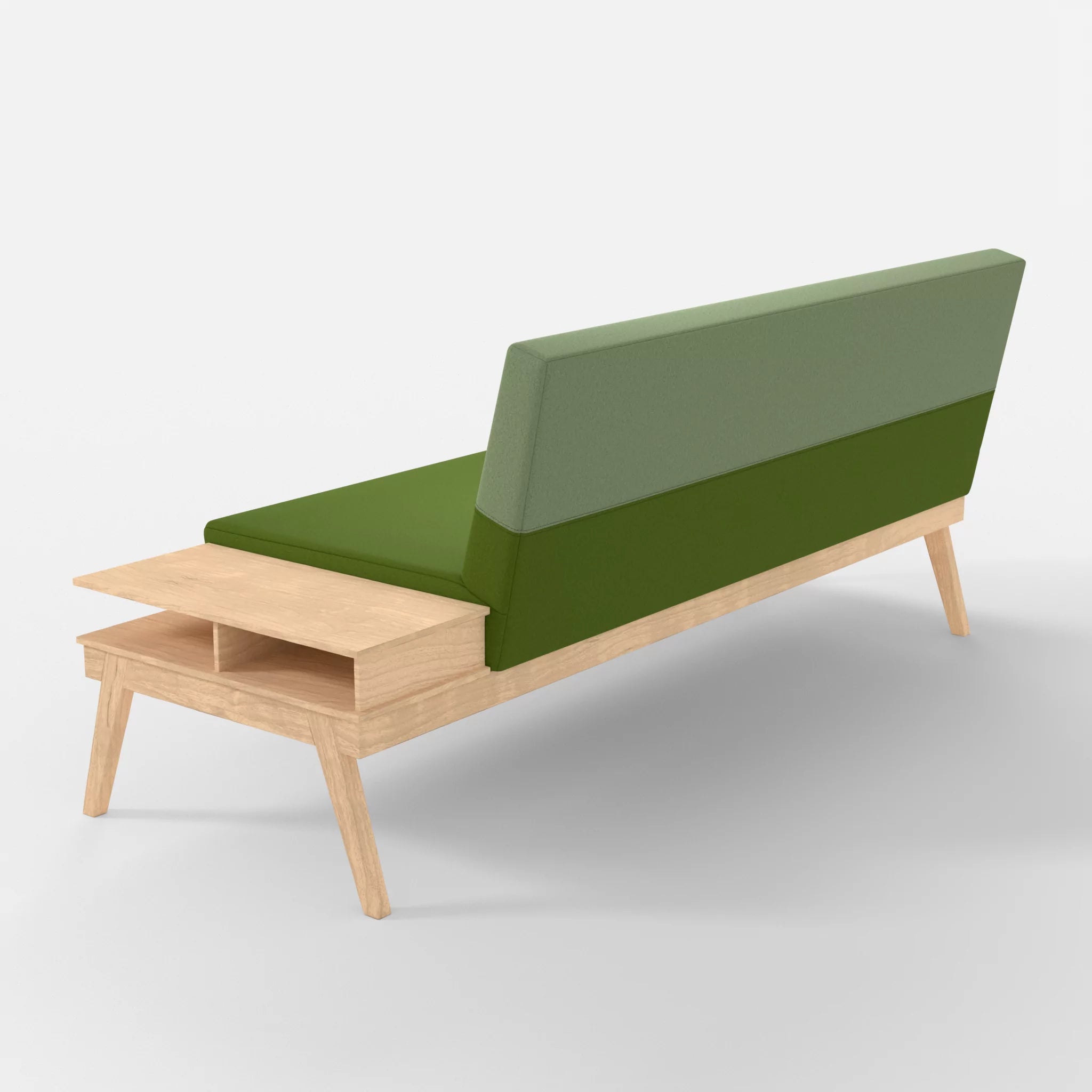 3er Sitzsofa Bauz mit Ablage rechts dama0027-dama0042 in Grün und Hellgrün von hinten