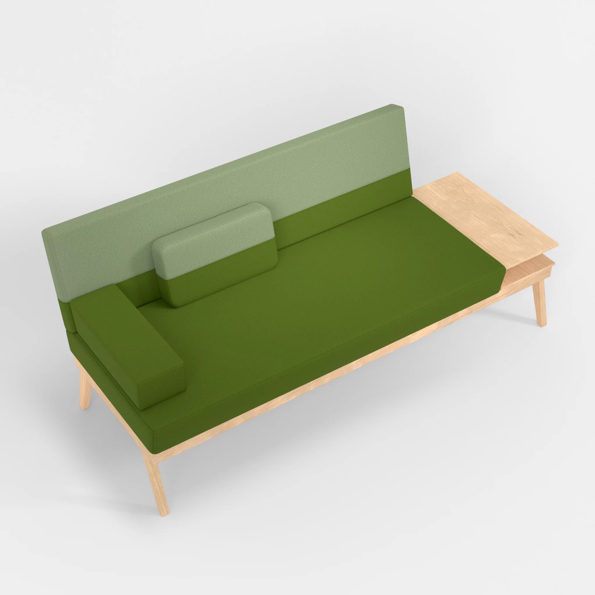 3er Sitzsofa Bauz mit Ablage rechts dama0027-dama0042 in Grün und Hellgrün von oben