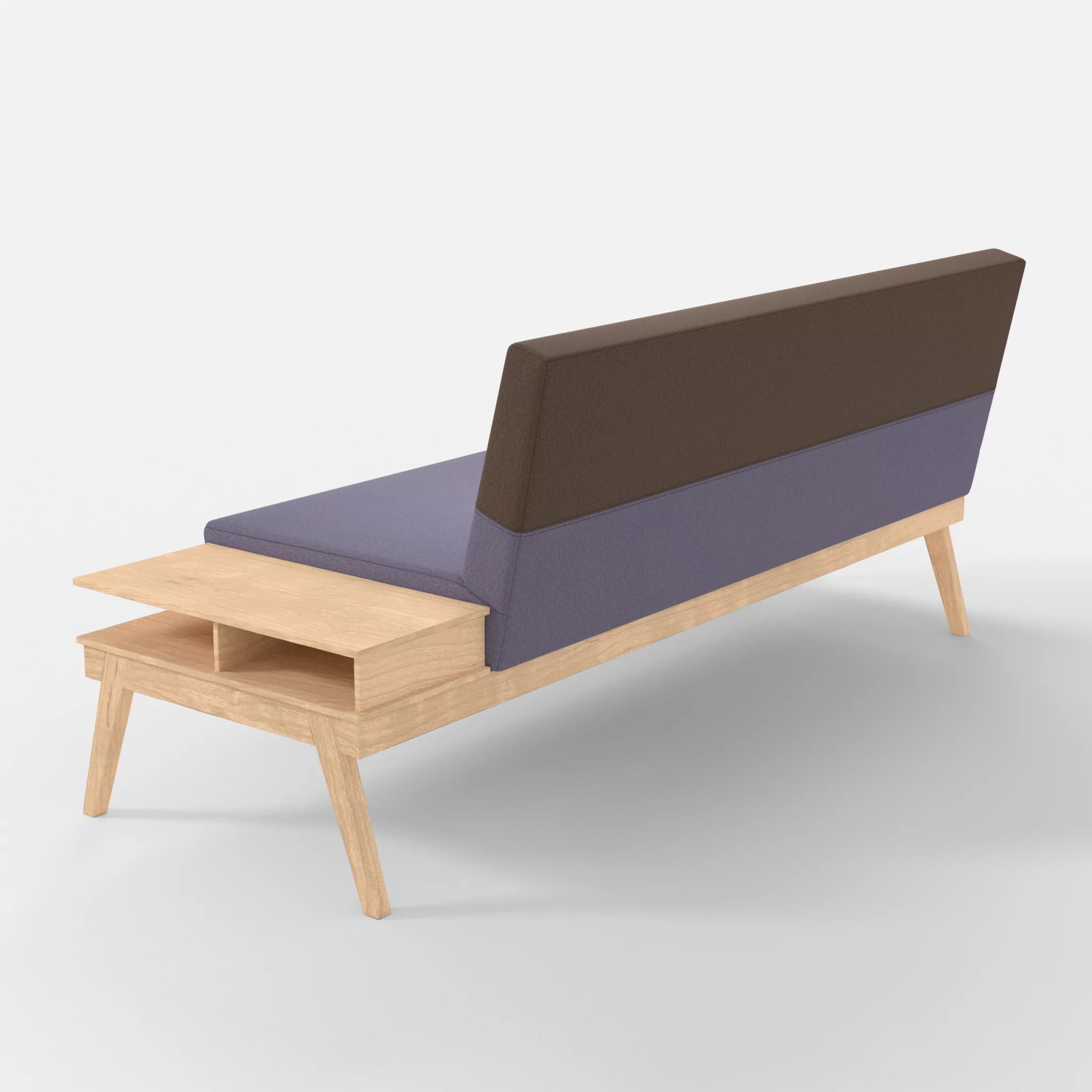 3er Sitzsofa Bauz mit Ablage rechts dama0039-dama0051 in Flieder und Braun von hinten