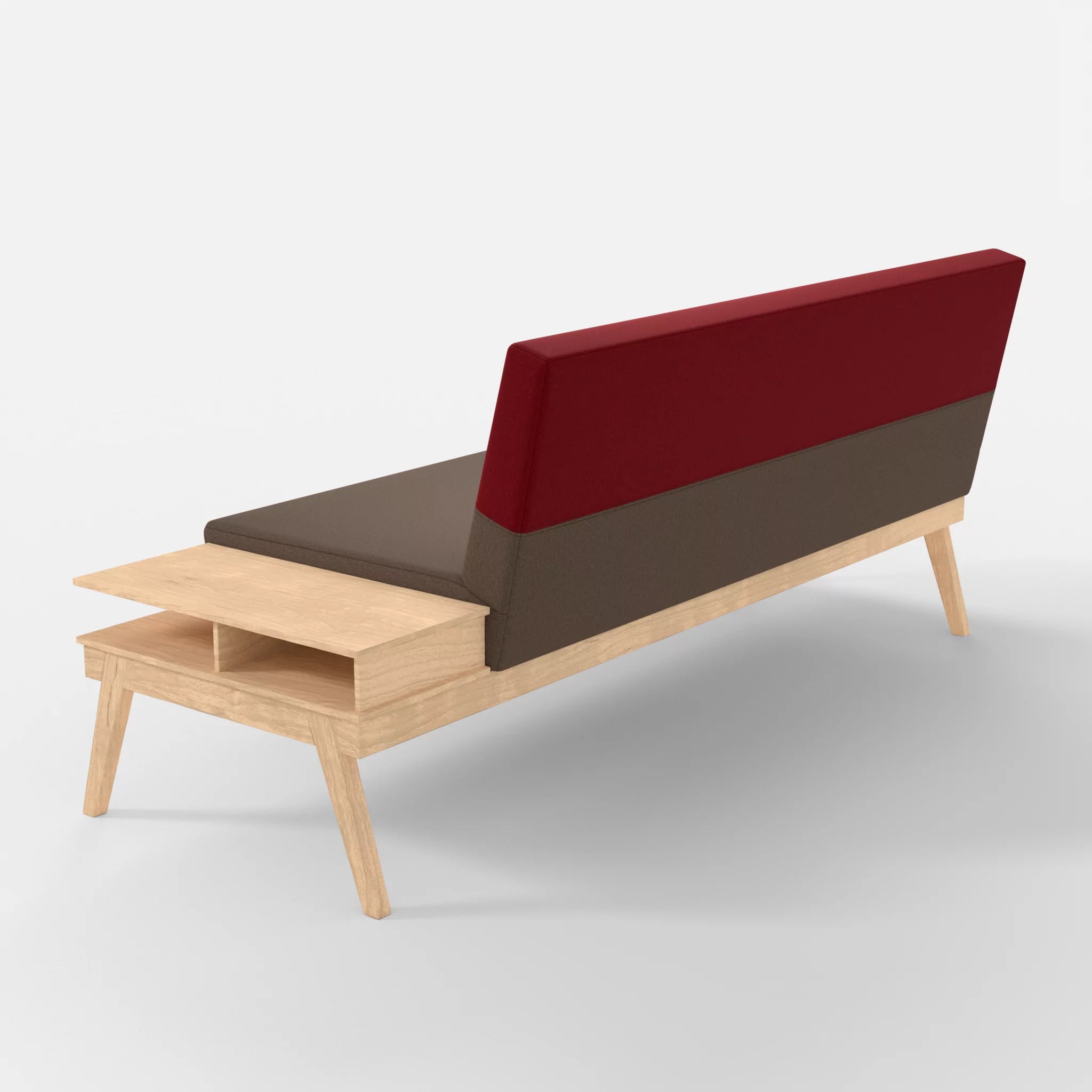 3er Sitzsofa Bauz mit Ablage rechts dama0051-dama0053 in Braun und Rot von hinten